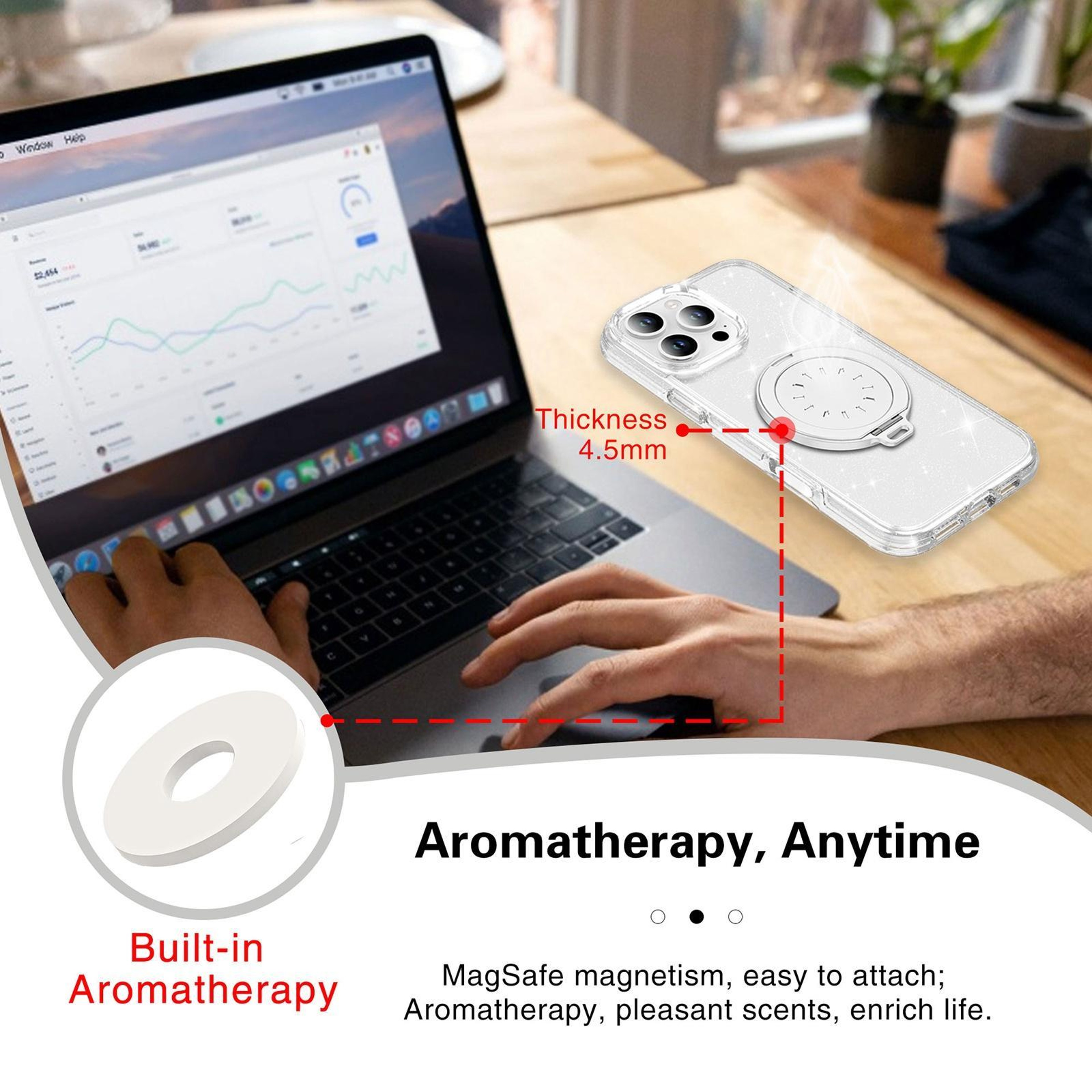 MagSafe Magnetic Phone Stand Mirror Aromatherapy Grip Aluminum Alloy Holder – view 8