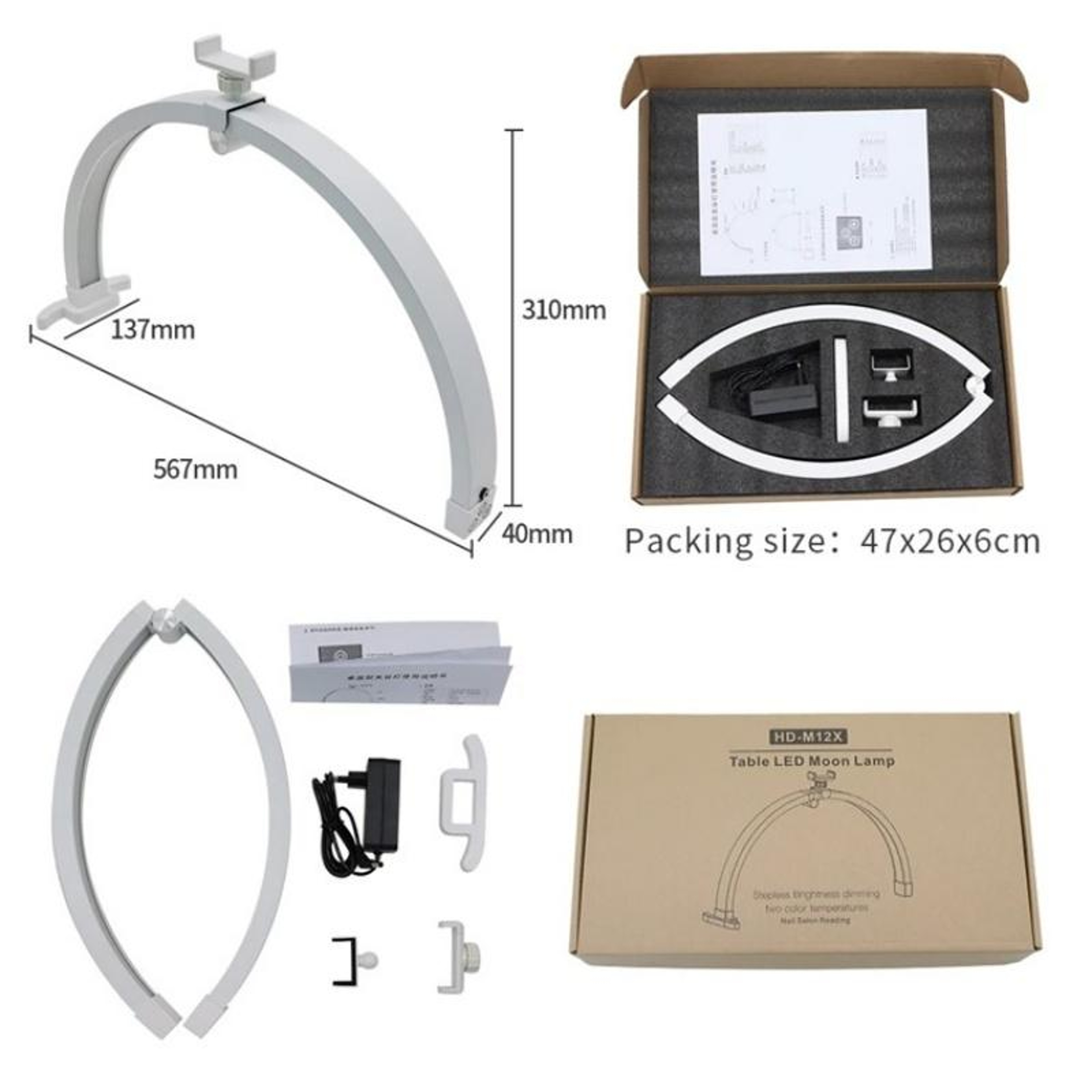 Foldable LED Nail Lamp Half Moon Nail Tech Light With Touch Control And Adjustable Brightness 8