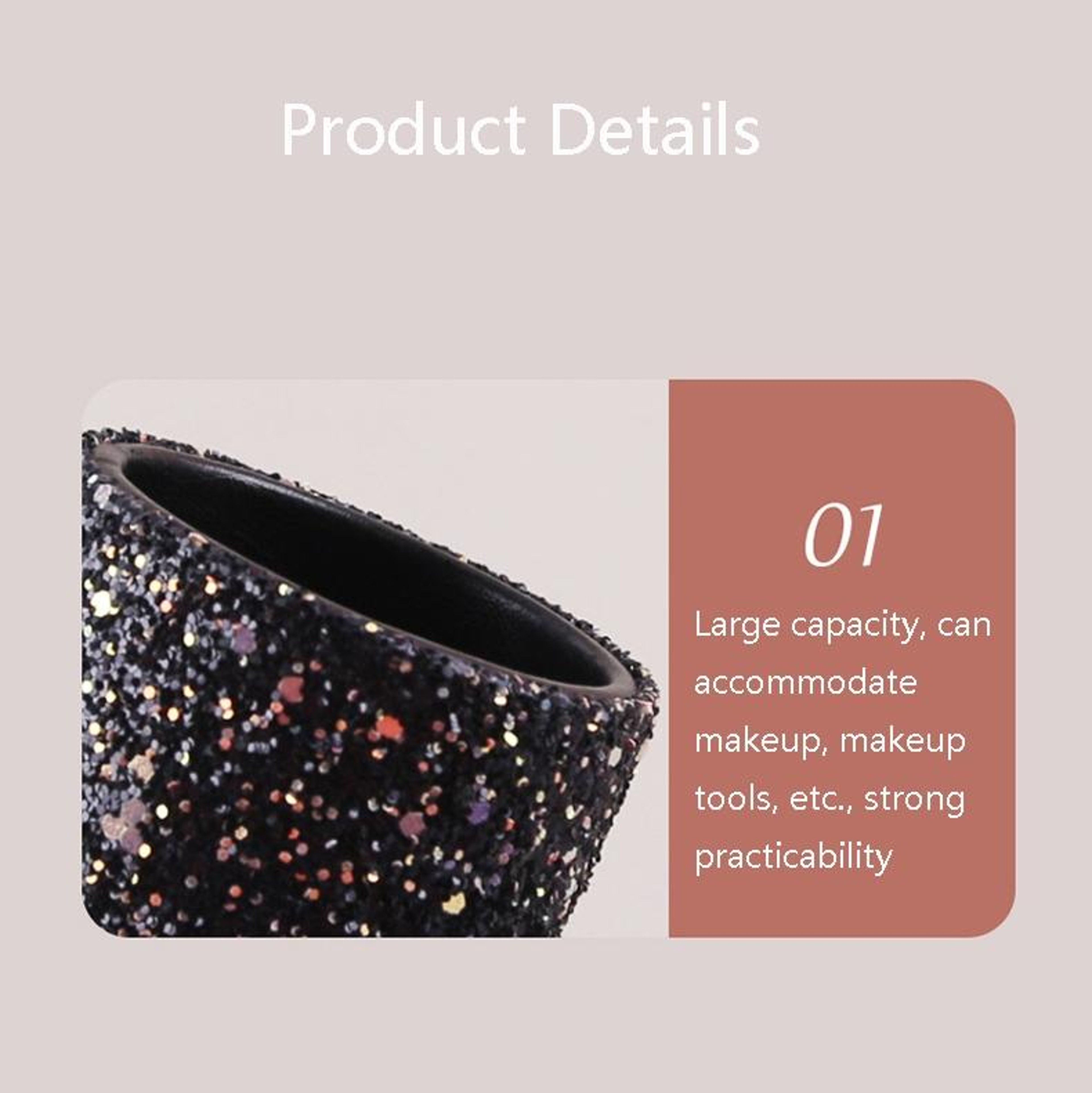 Dustproof Makeup Brush Holder PU Leather Makeup Organizer Storage Box For Vanity And Travel 2