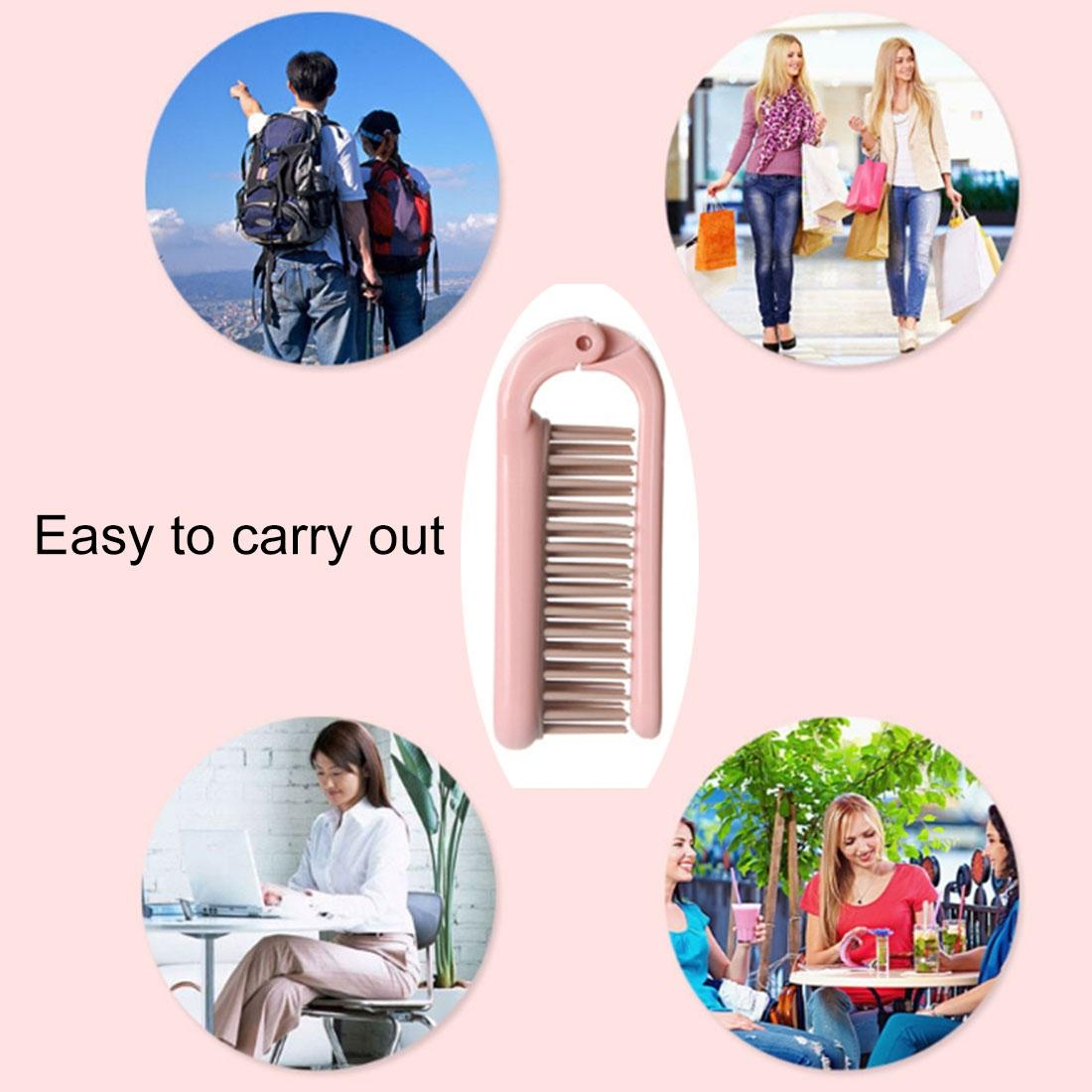 Portable Folding Hair Comb Travel Makeup Comb With Durable ABS Handle 2