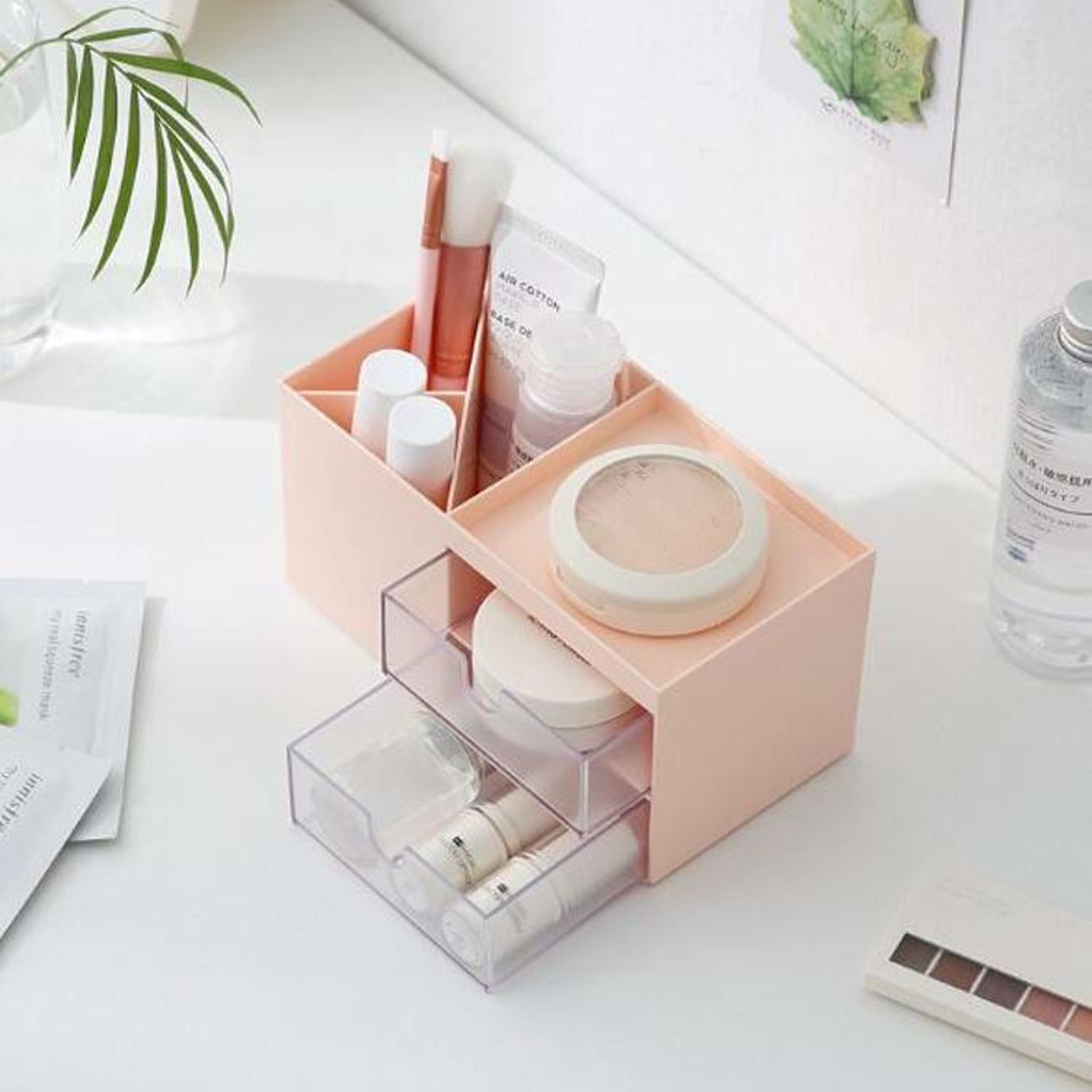 Dual Drawer Desktop Organizer Plastic Makeup Organizer Storage Box For Cosmetics Office Supplies An 4