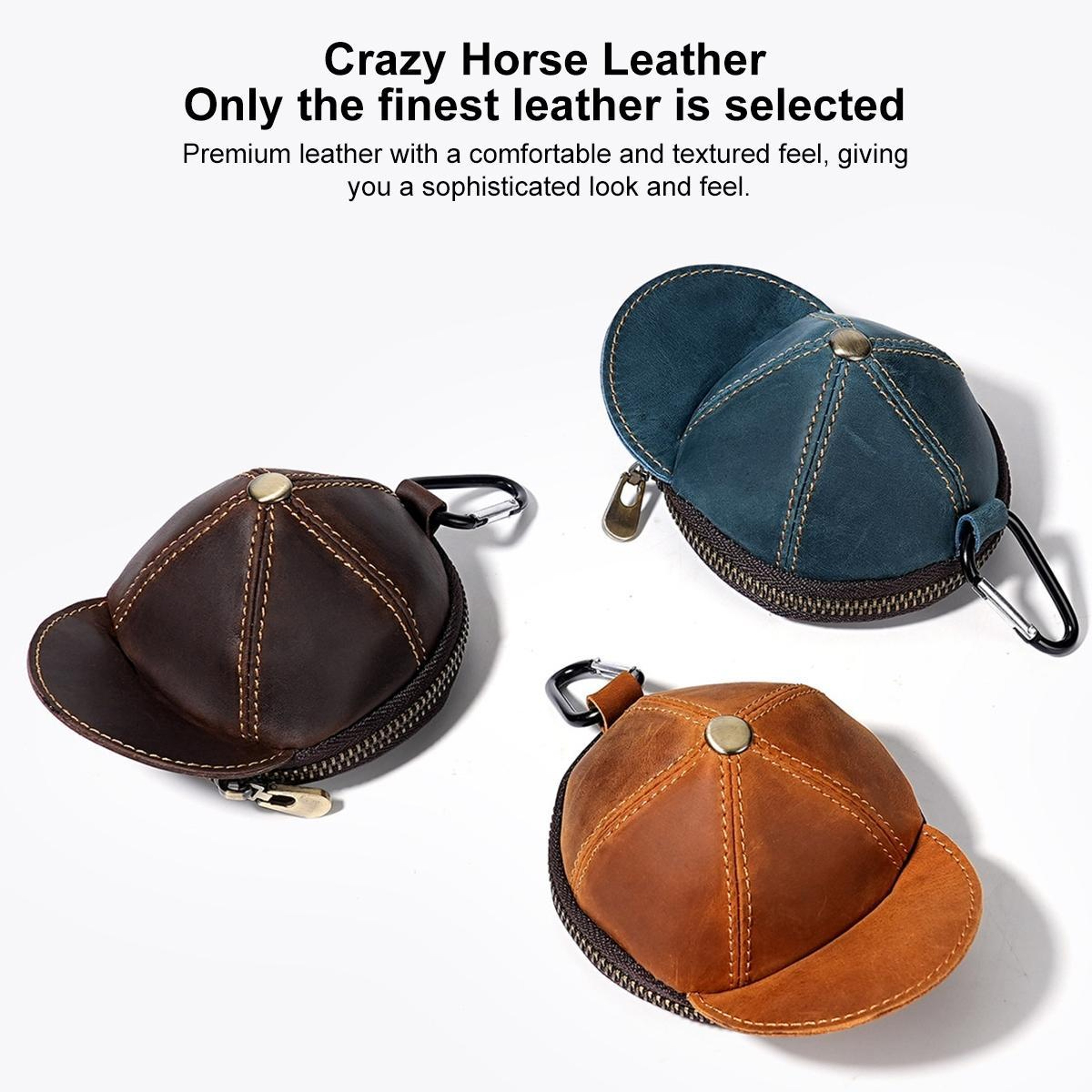 Vintage Genuine Leather Coin Purse Mini Waist Pouch with Zipper Compact Small Wallet – view 7