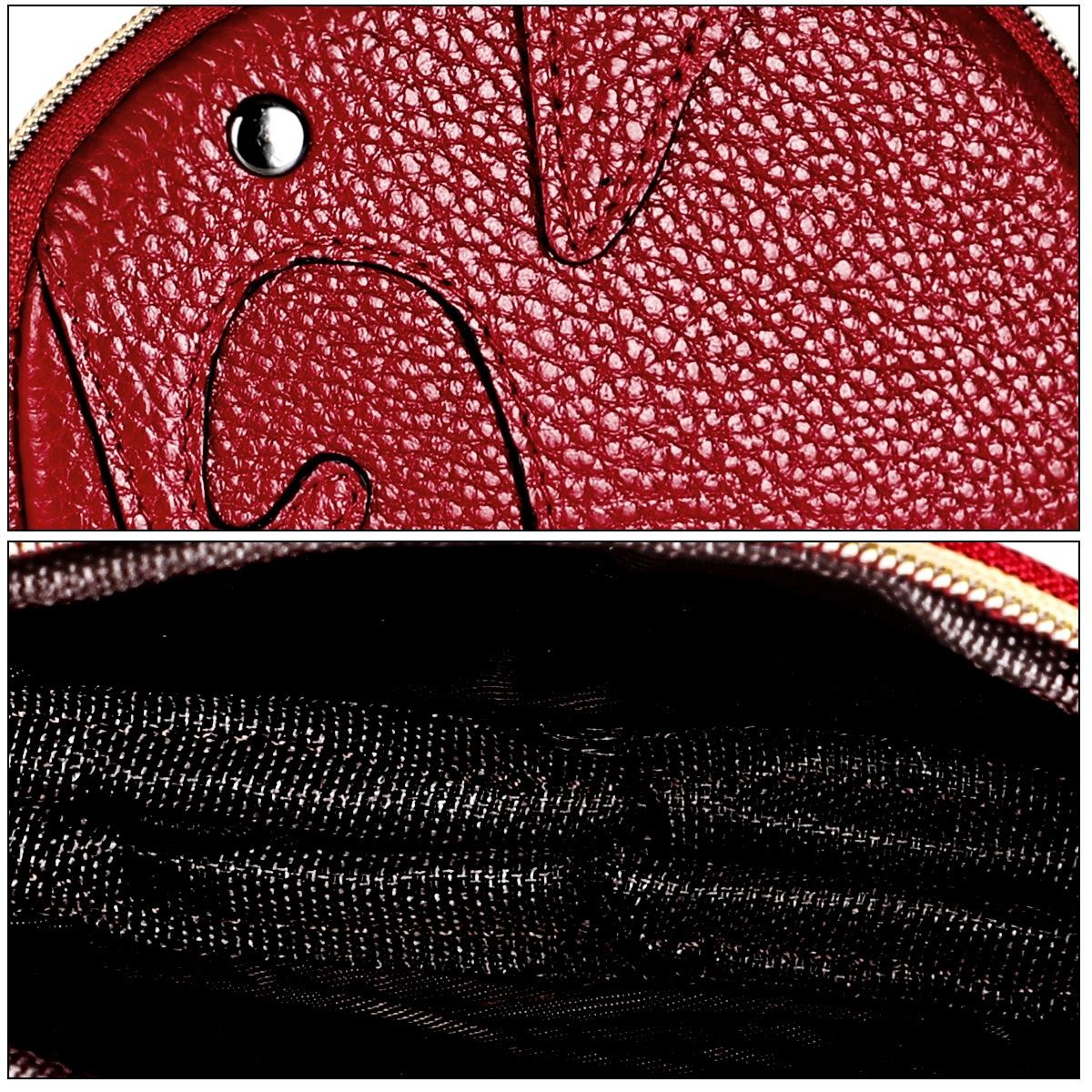 Genuine Leather Elephant Coin Purse For Women Soft Cowhide Zipper Mini Wallet 5