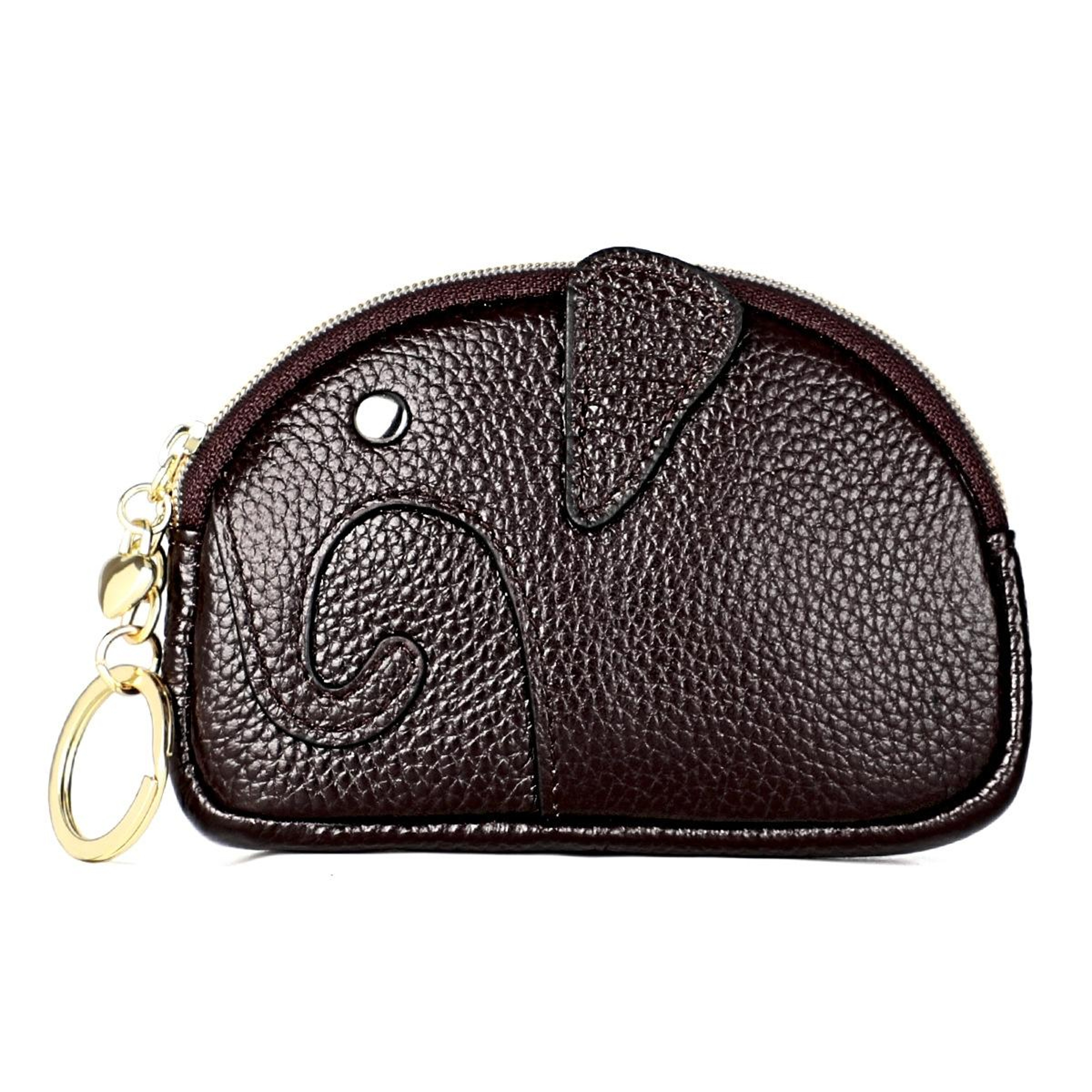 Genuine Leather Elephant Coin Purse For Women Soft Cowhide Zipper Mini Wallet 10