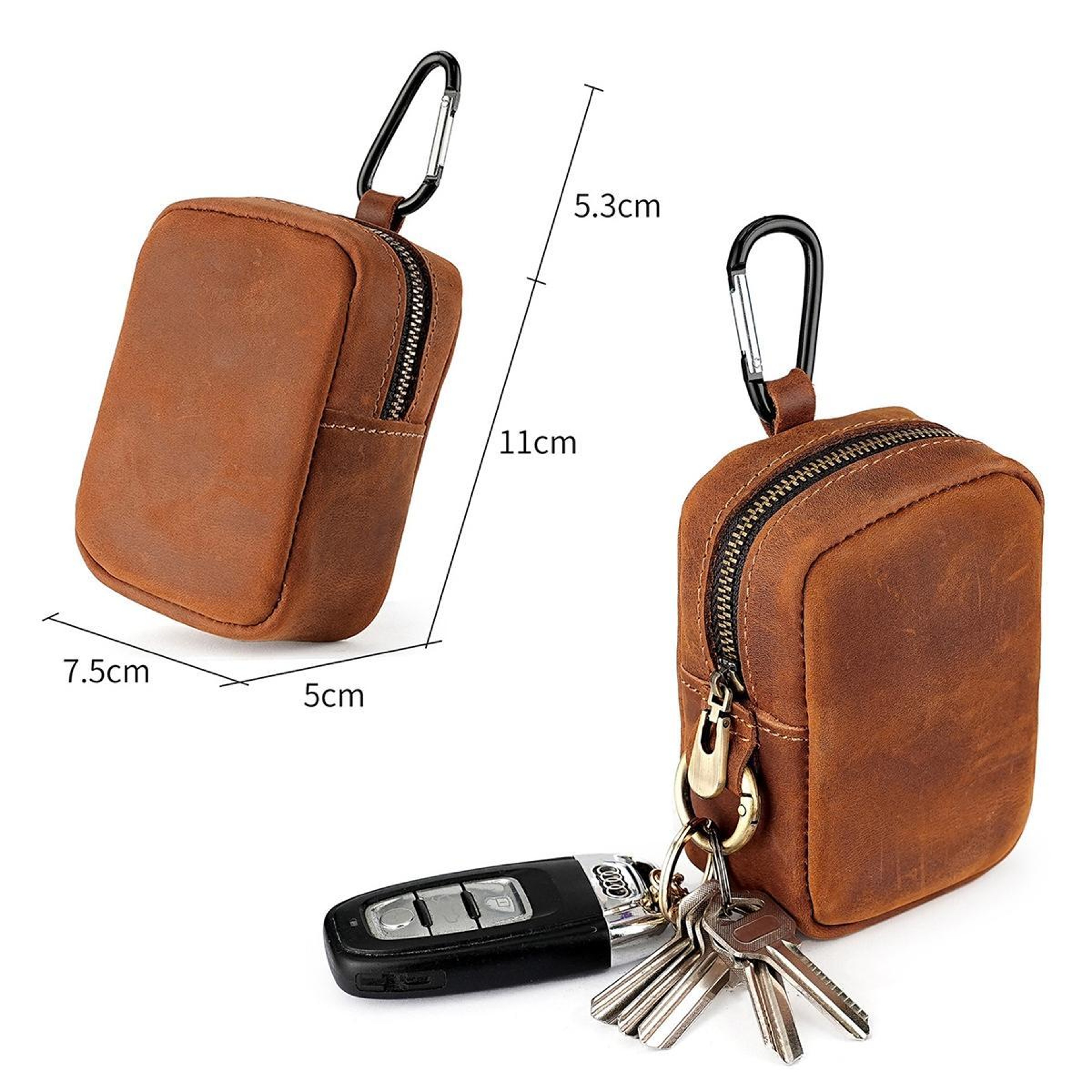 Crazy Horse Genuine Leather Waist Pouch Clip On Coin Purse for Keys Cash and Outdoor Everyday Carry – view 3