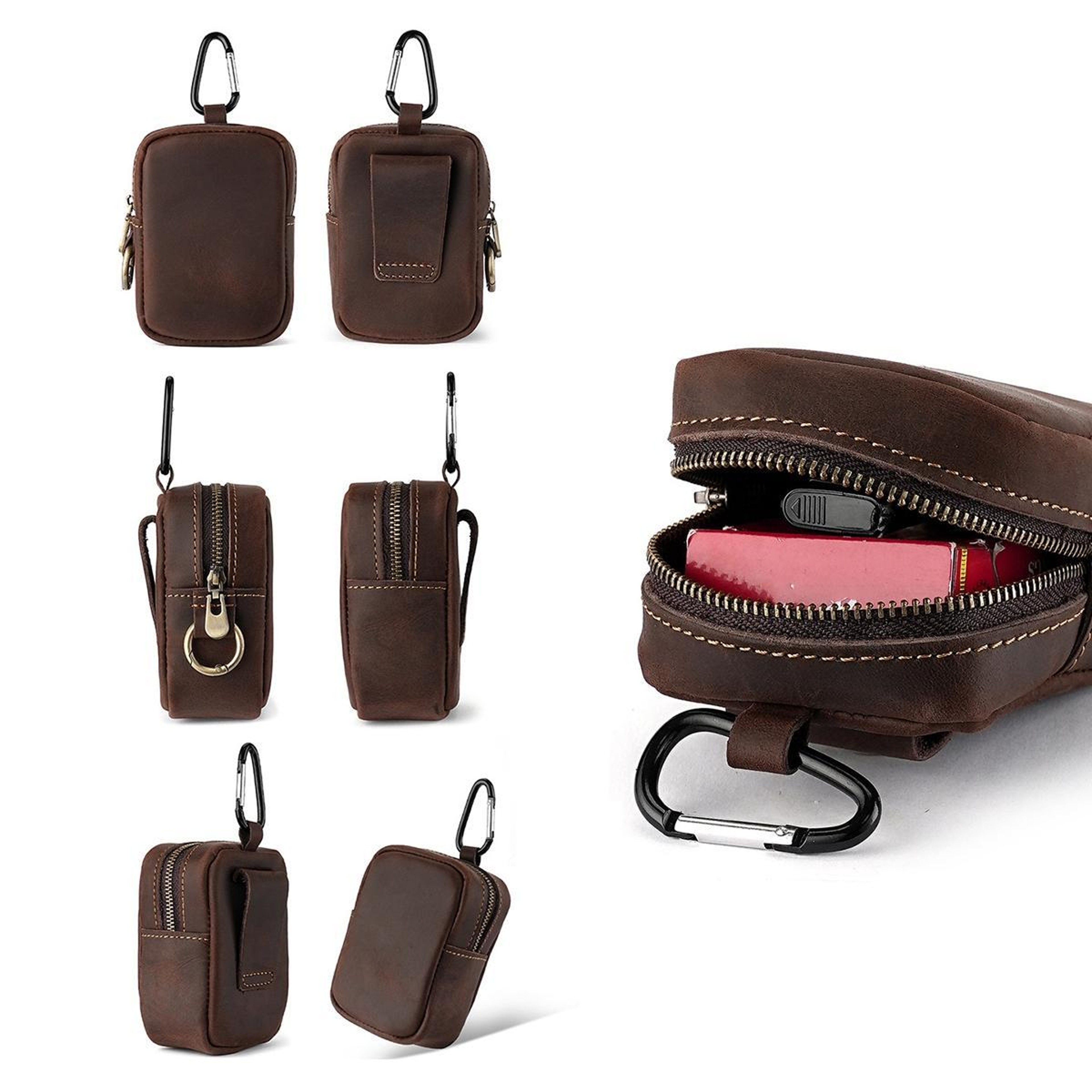 Crazy Horse Genuine Leather Waist Pouch Clip On Coin Purse for Keys Cash and Outdoor Everyday Carry – view 4