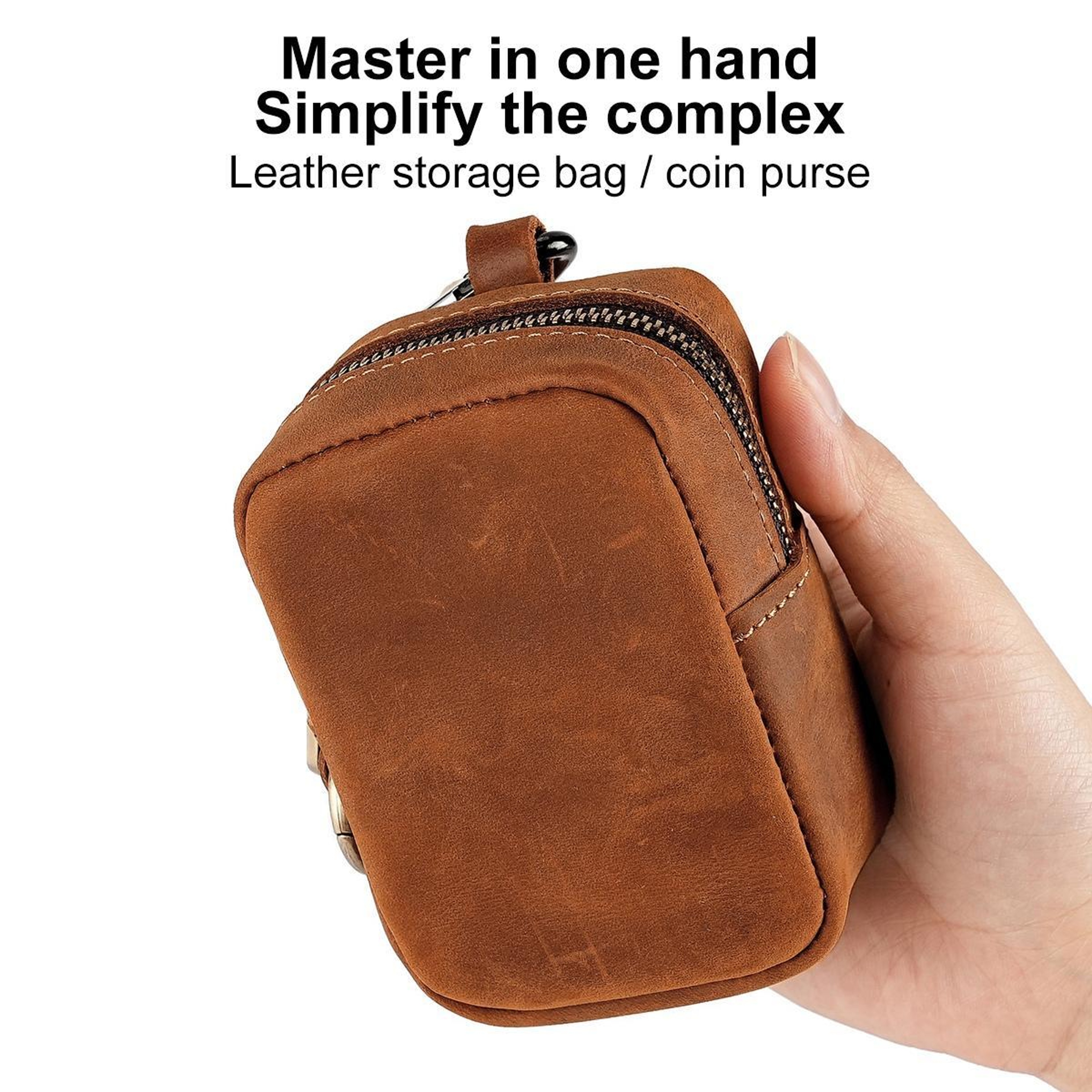 Crazy Horse Genuine Leather Waist Pouch Clip On Coin Purse for Keys Cash and Outdoor Everyday Carry – view 8