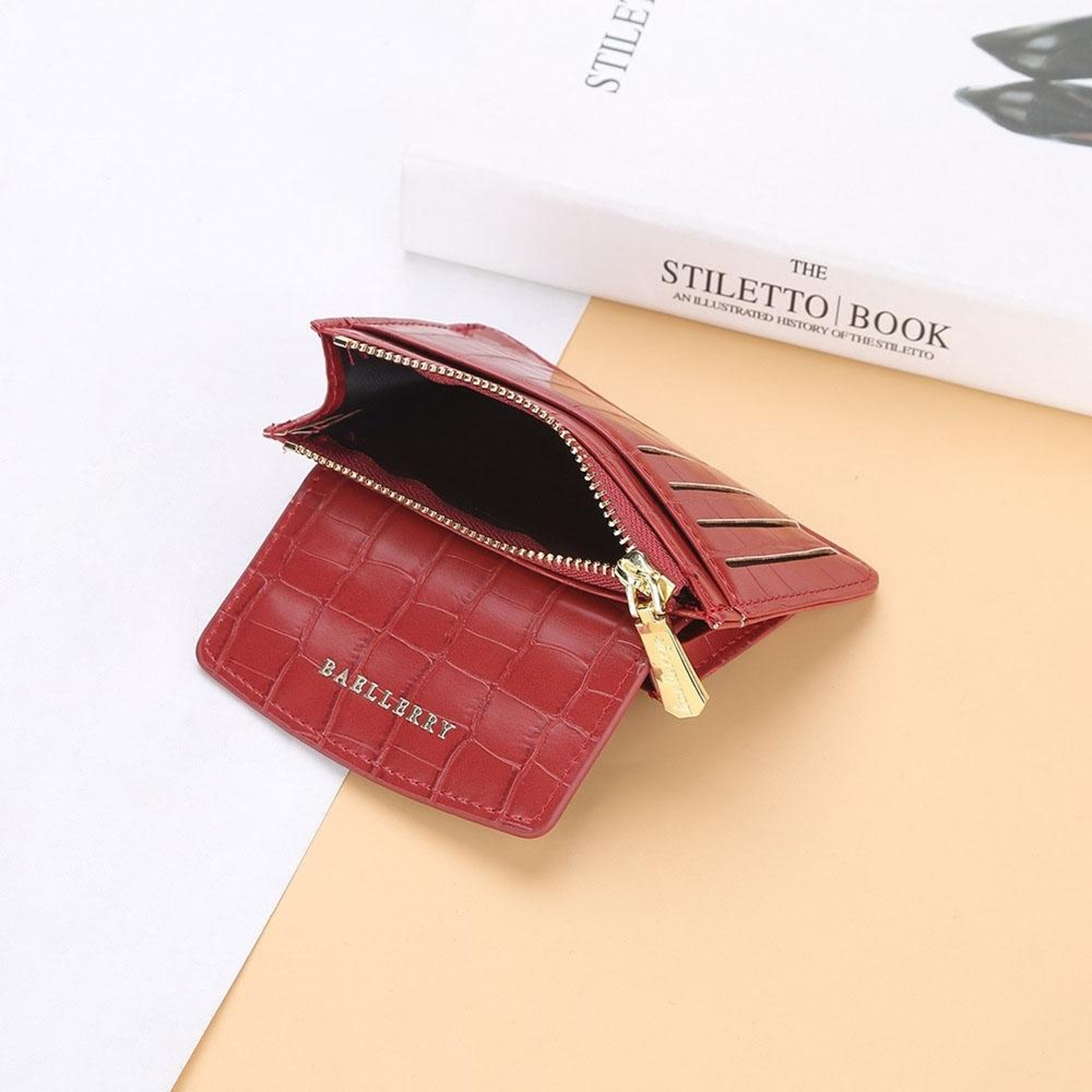 Crocodile Pattern Card Holder Wallet With Zipper Coin Purse Compact PU Leather Wallet 3