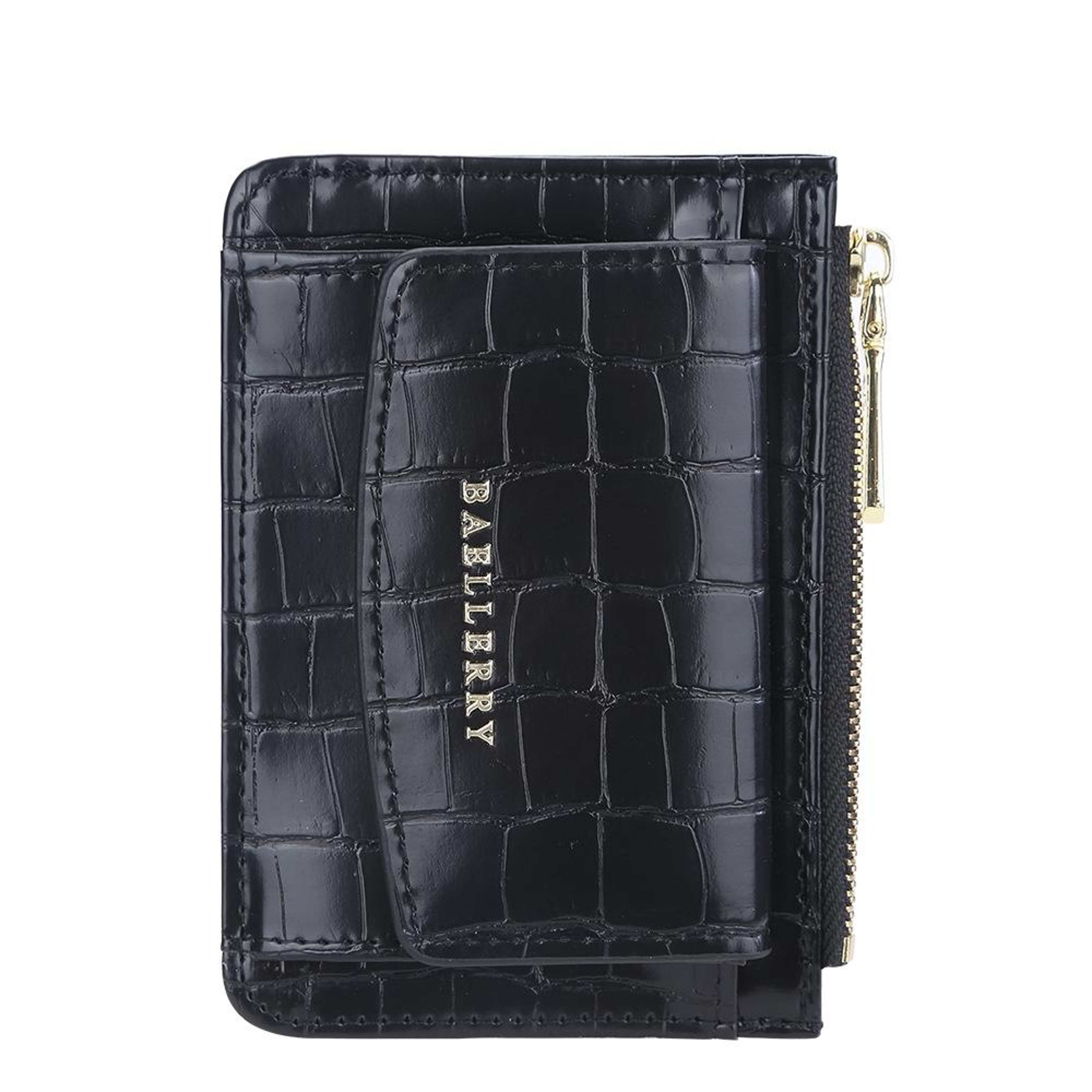 Crocodile Pattern Card Holder Wallet With Zipper Coin Purse Compact PU Leather Wallet 8