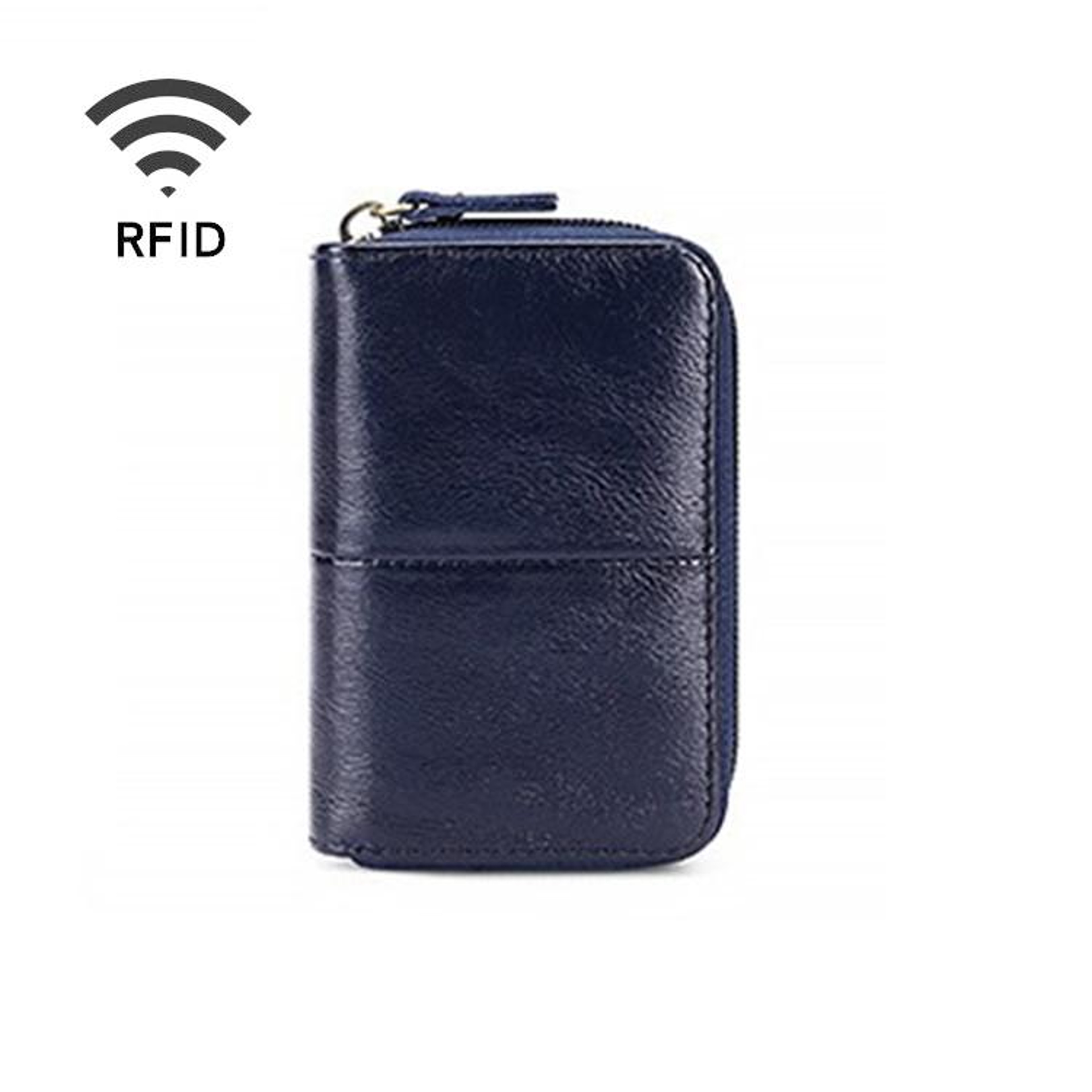 RFID Leather Card Holder Zipper Coin Purse Compact Credit Card Organizer Wallet 1
