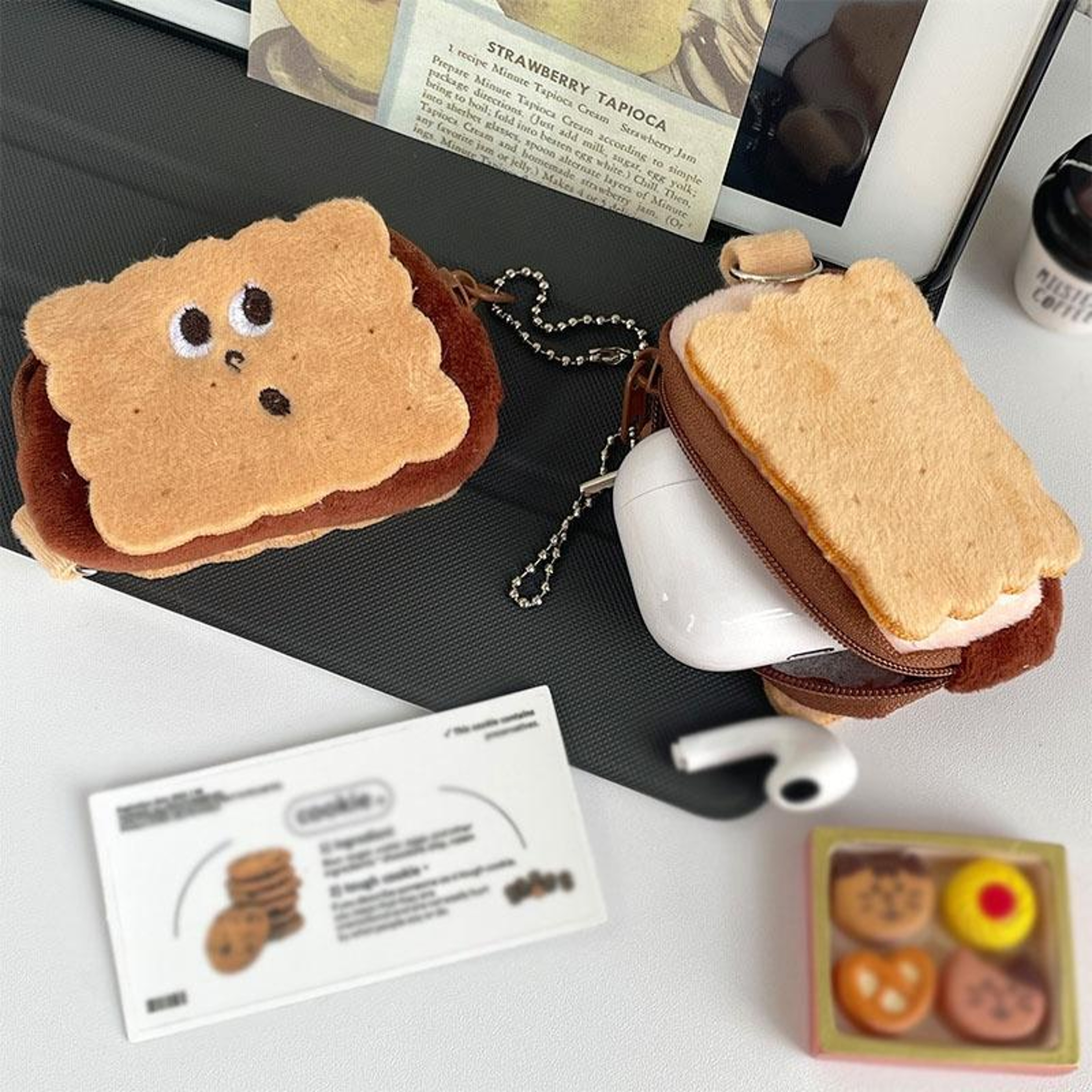 Cute Cookie Plush Coin Purse Mini Storage Pouch Cartoon Coin Wallet for Coins Lipstick and Cables – view 4