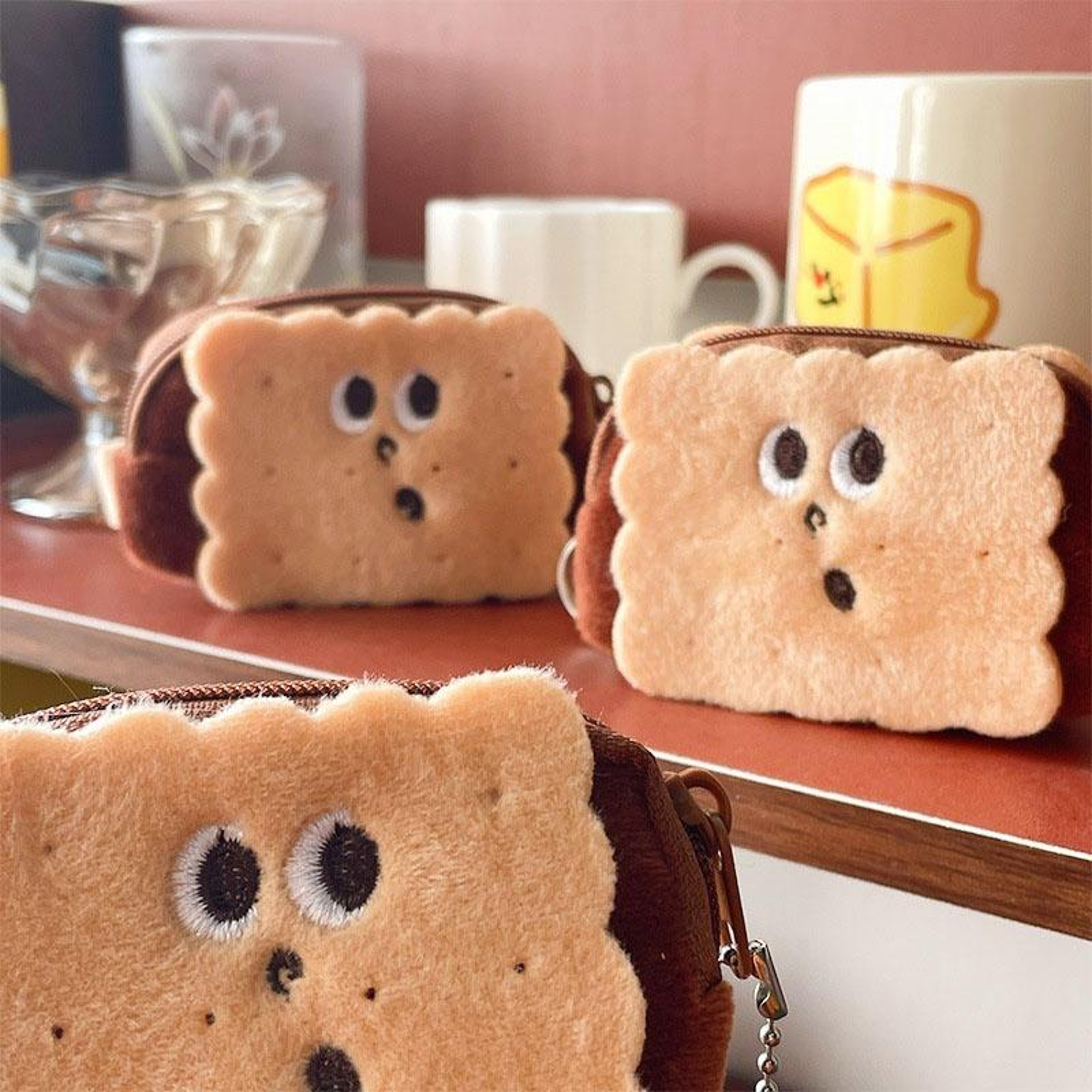 Cute Cookie Plush Coin Purse Mini Storage Pouch Cartoon Coin Wallet for Coins Lipstick and Cables – view 5