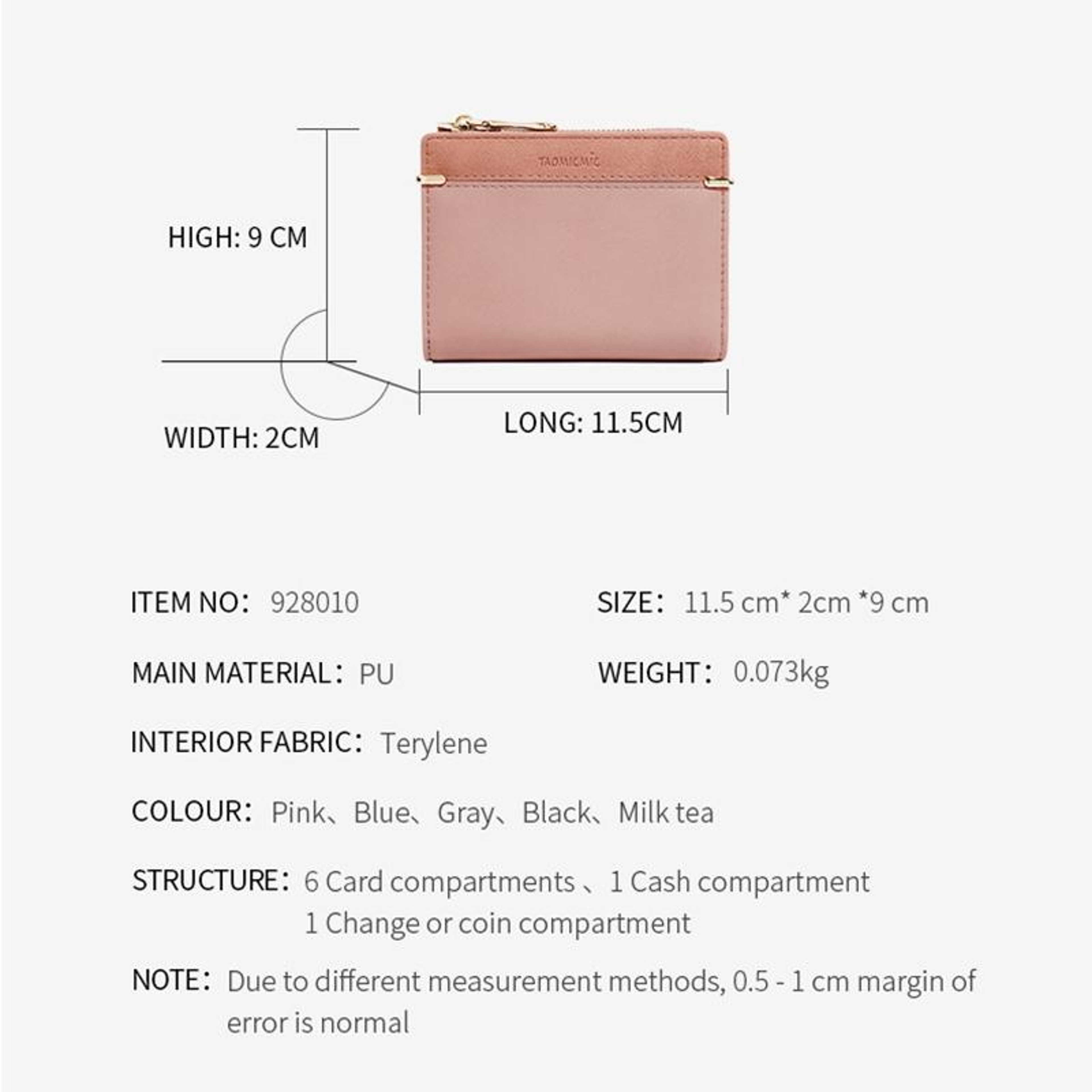 Frosted Womens Short Wallet With Multi Card Slots And Zipper Coin Purse 1
