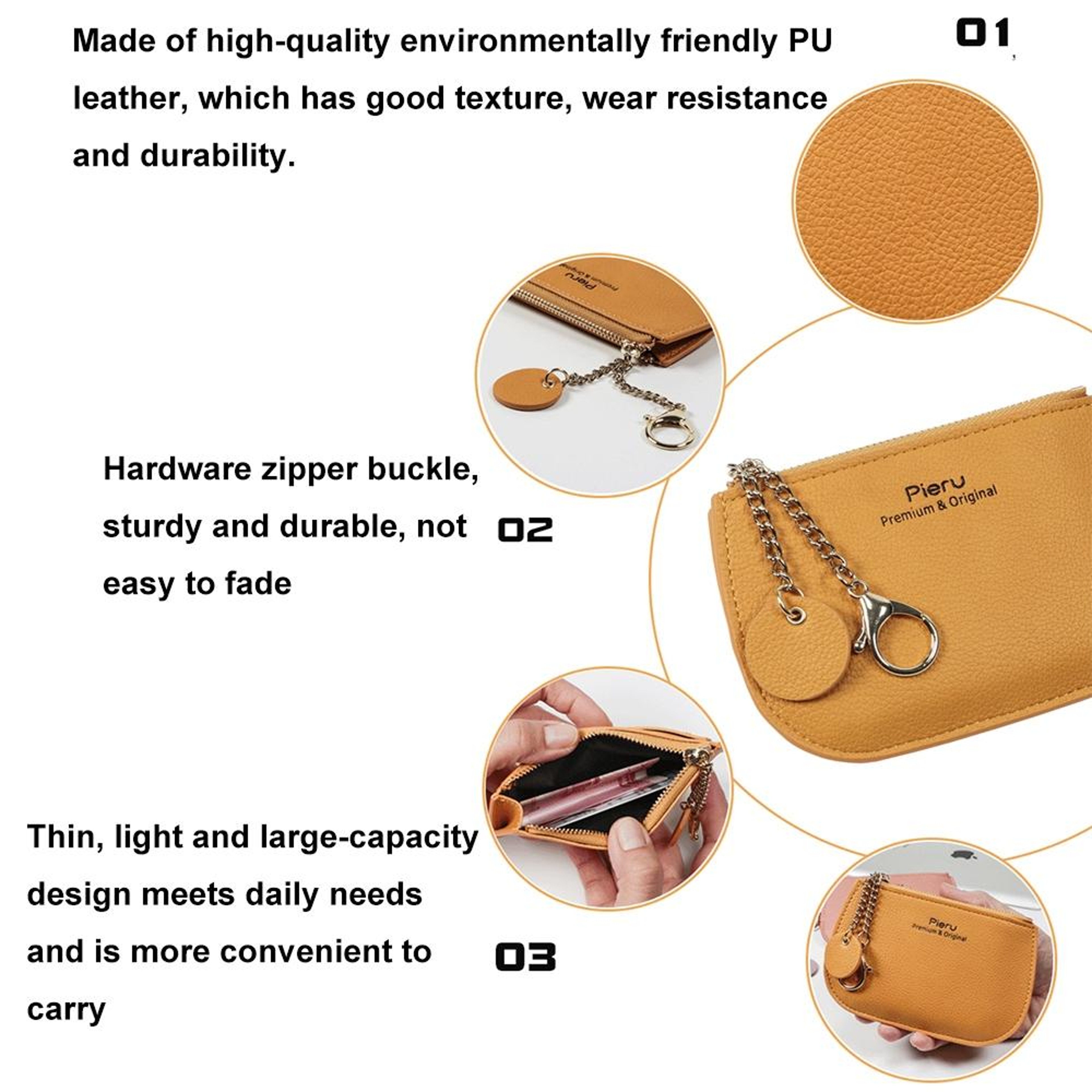Ultra Thin Womens Coin Purse Mini Card Holder Wallet With Zipper And Multiple Card Slots 2