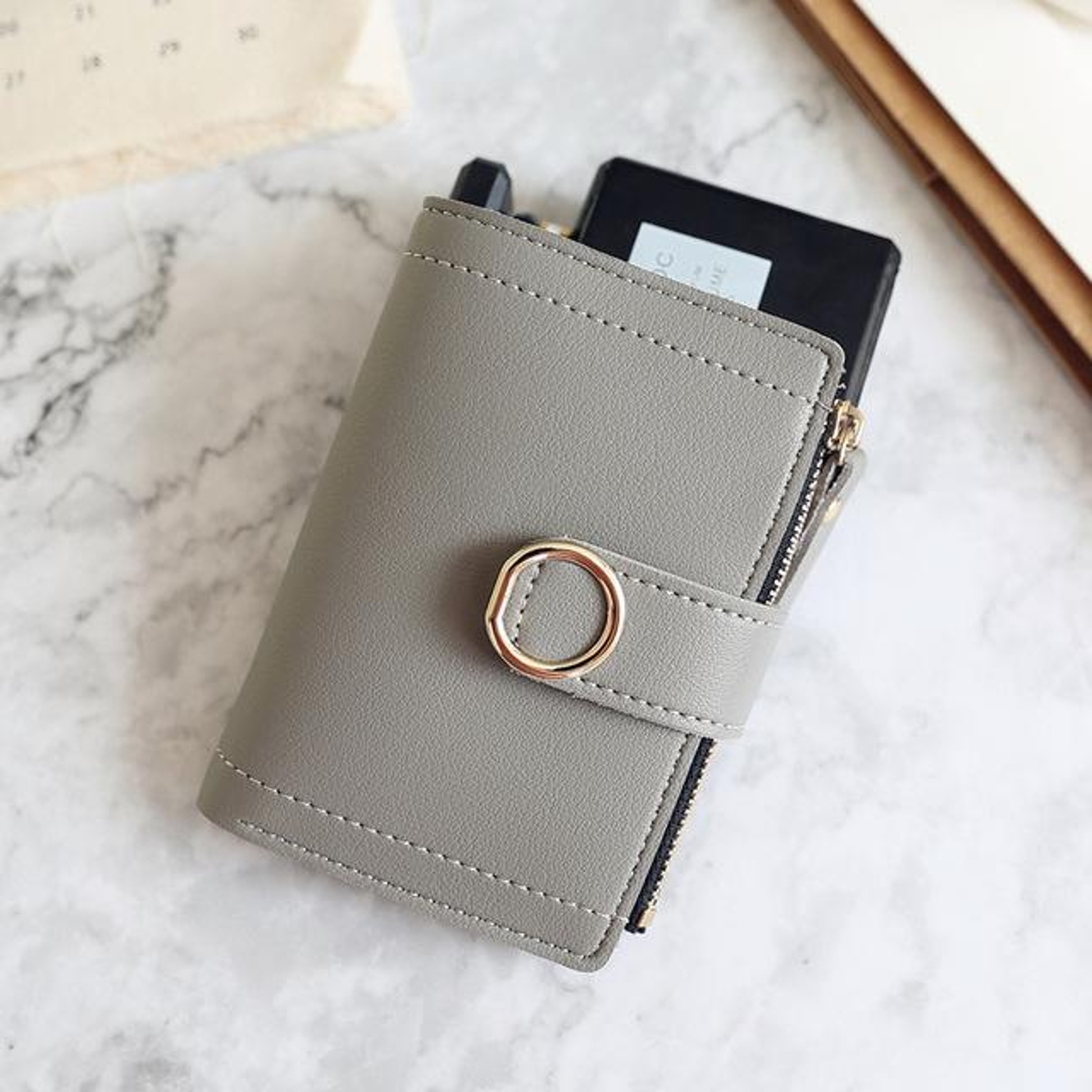 Small Leather Wallet For Women Fashion PU Card Holder Wallet With Money Clip 6