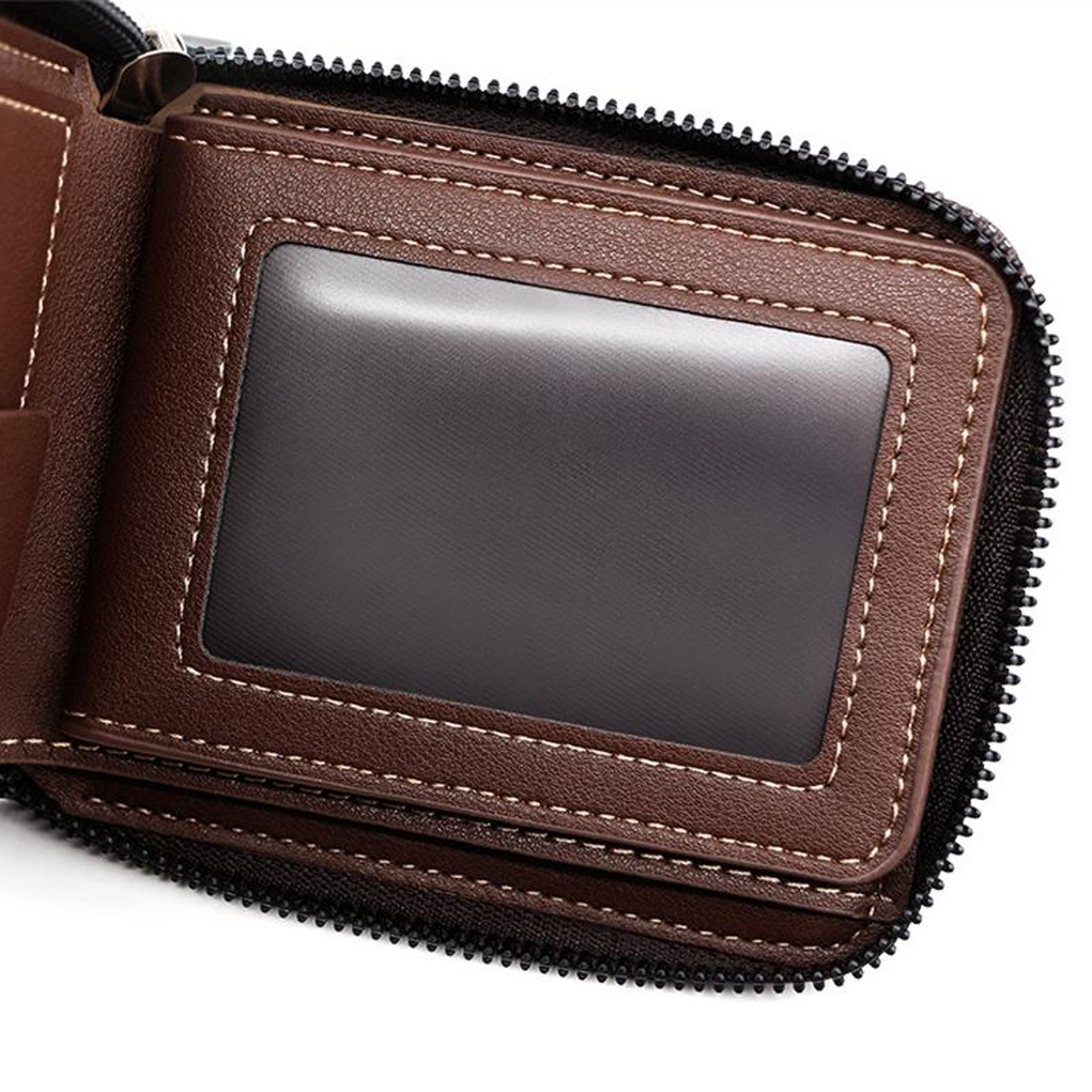 Mens Leather Wallet With Zipper Coin Pocket Multi Card Holder And Money Clip 4