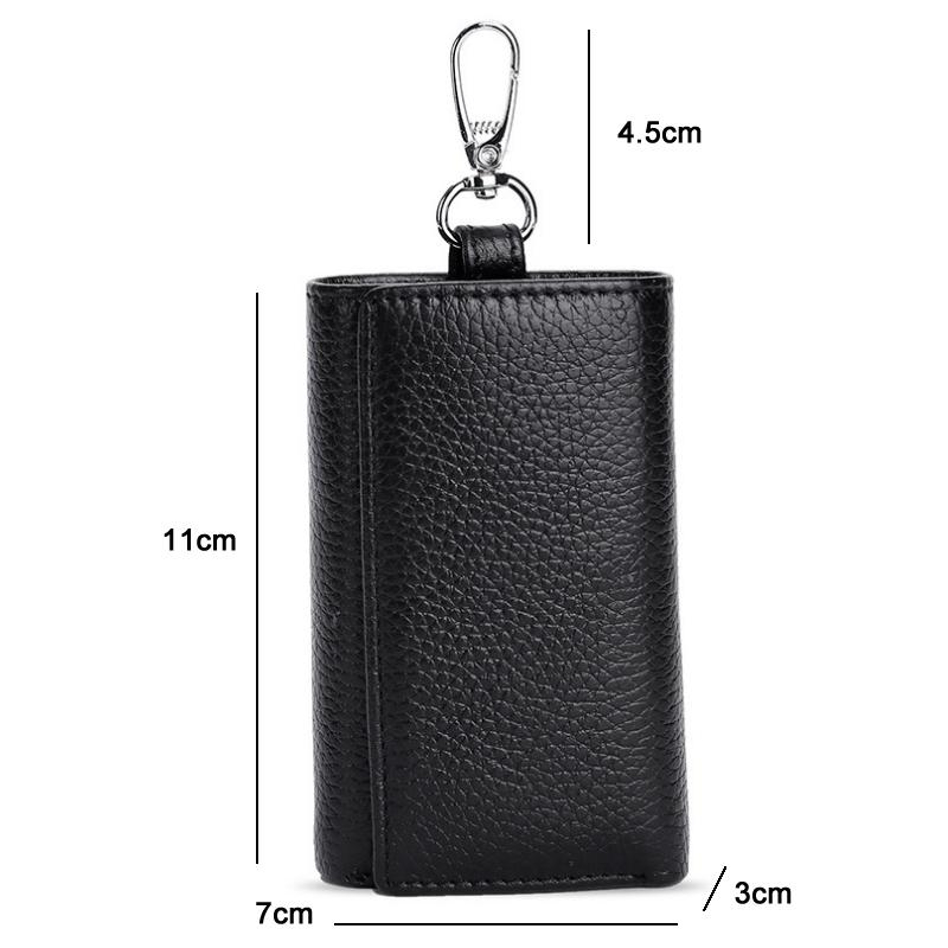 Genuine Leather Key Wallet Tri Fold Key Coin Purse With Card Holder And Keychain 1