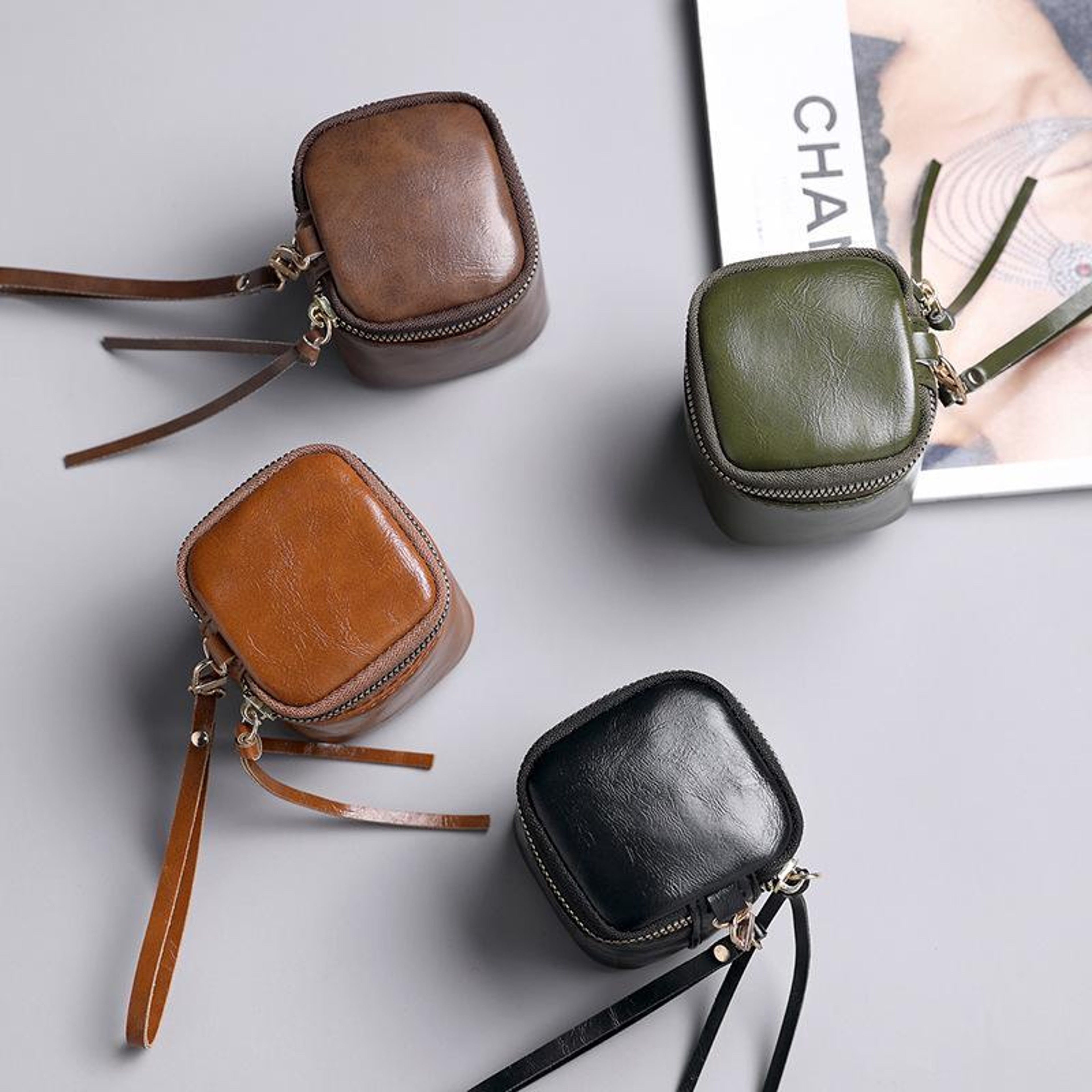 Vintage Mini Coin Purse PU Leather Coin Pouch Retro Lipstick Storage Bag 3