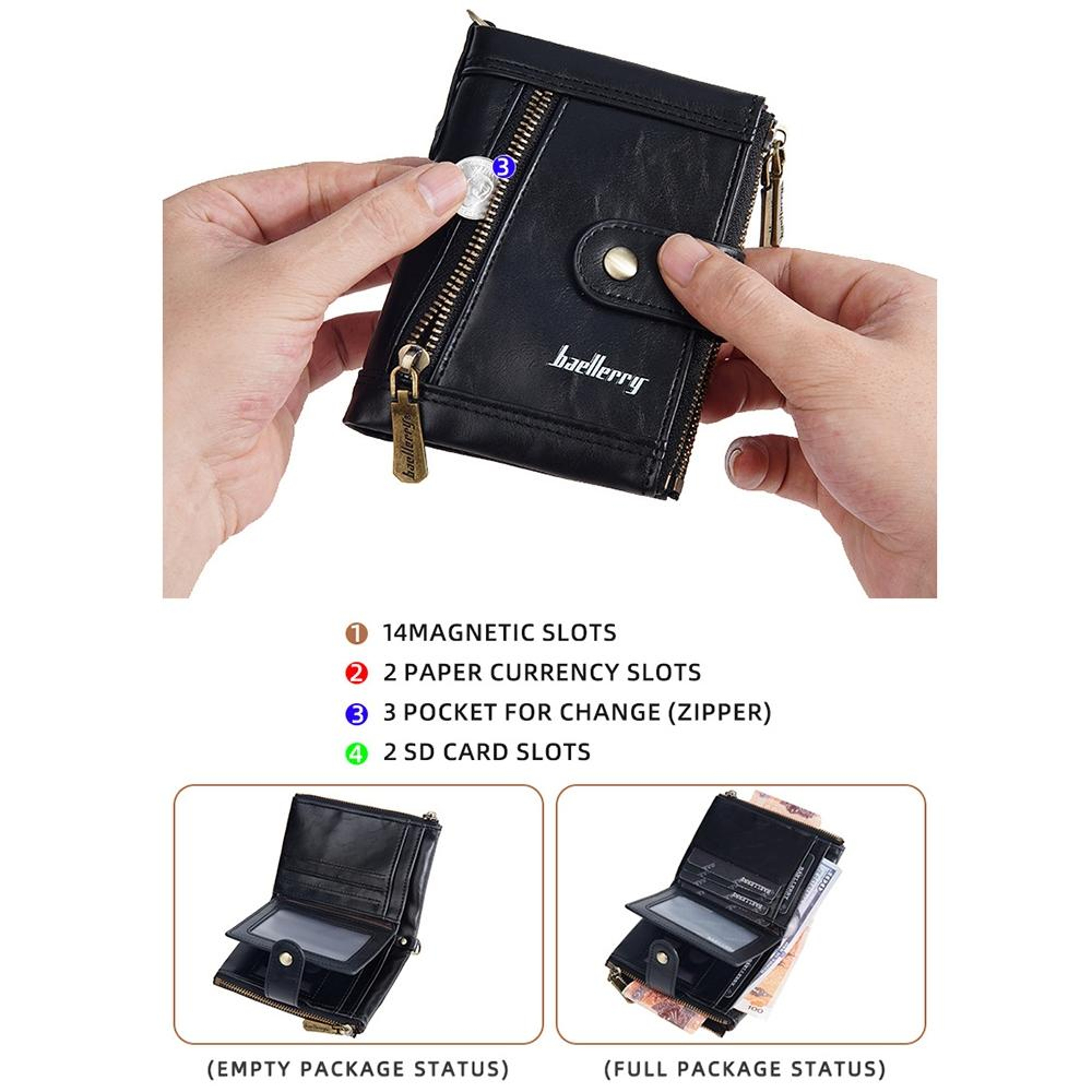 Retro Double Zipper Multi Card Wallet PU Leather Coin Purse – view 6