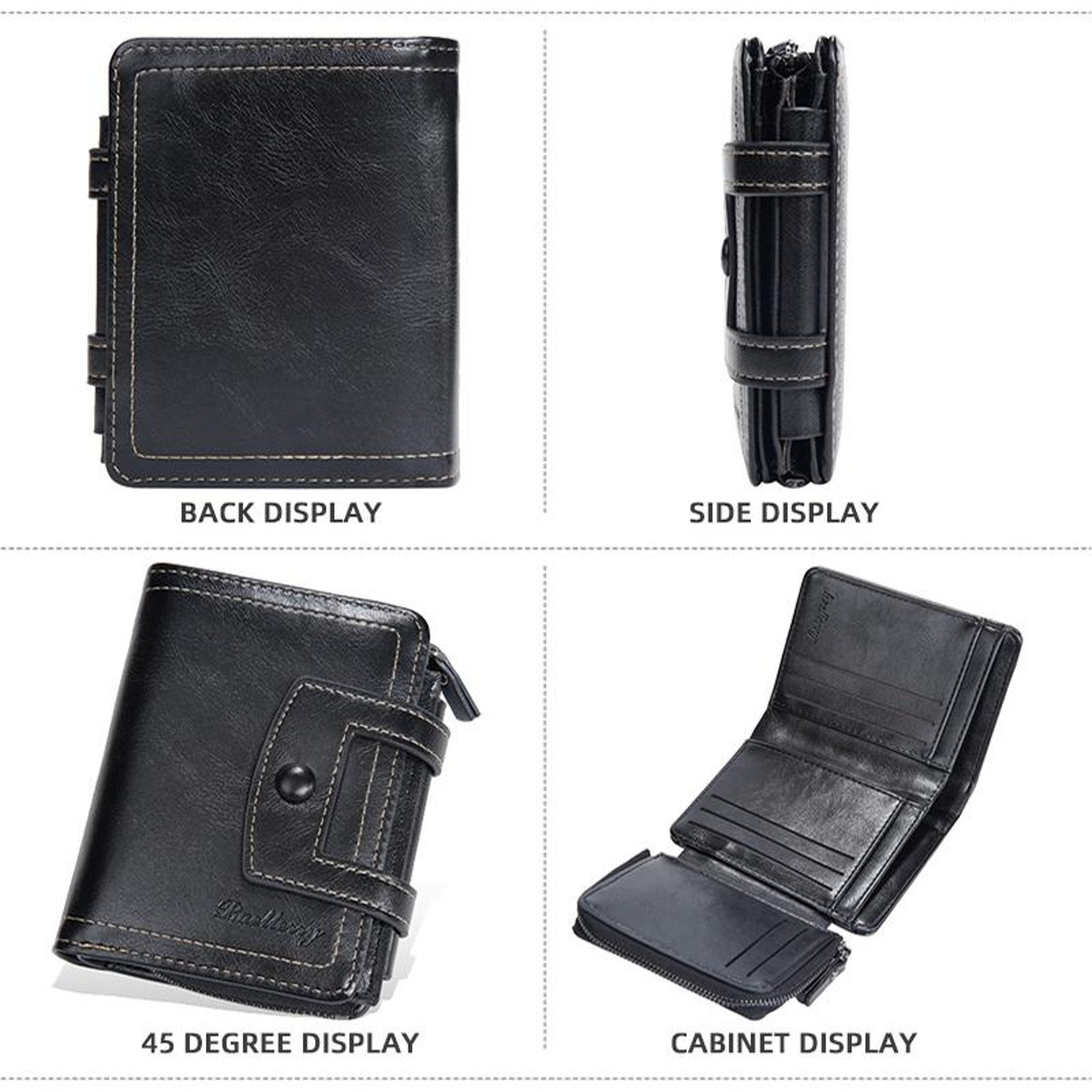 RFID Blocking Trifold Wallet With 12 Card Slots Zipper Coin Purse Compact Card Holder 1