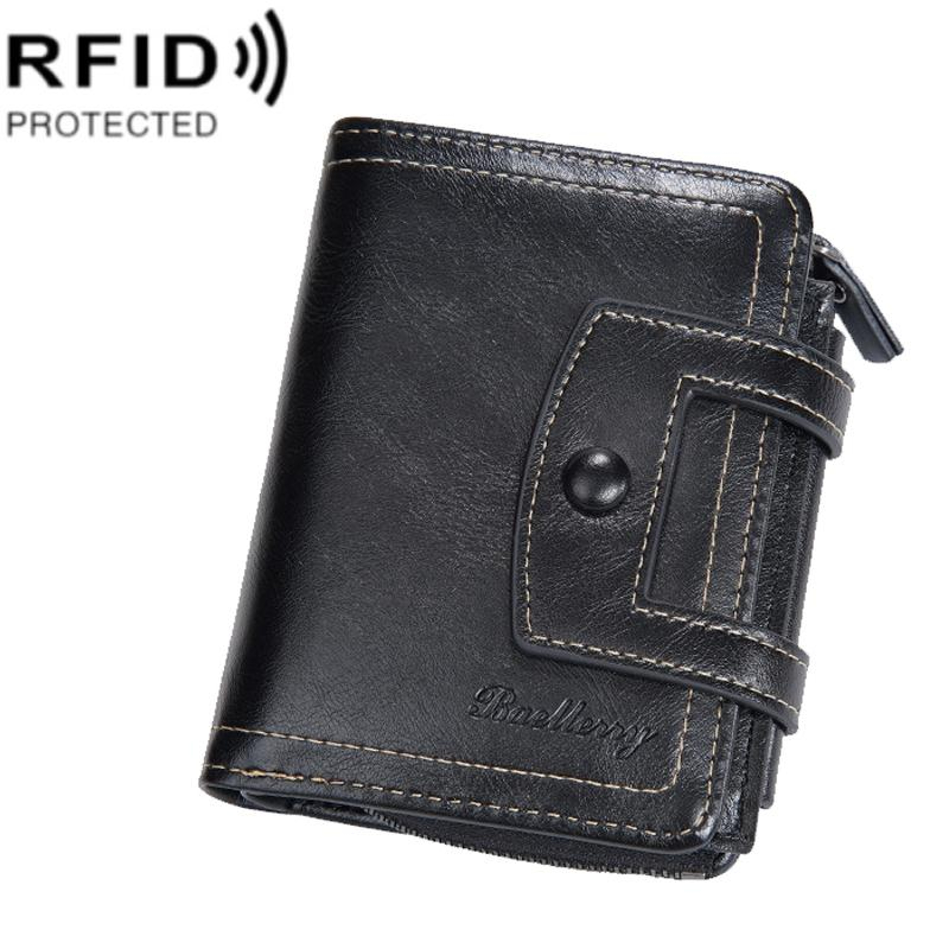 RFID Blocking Trifold Wallet With 12 Card Slots Zipper Coin Purse Compact Card Holder 8