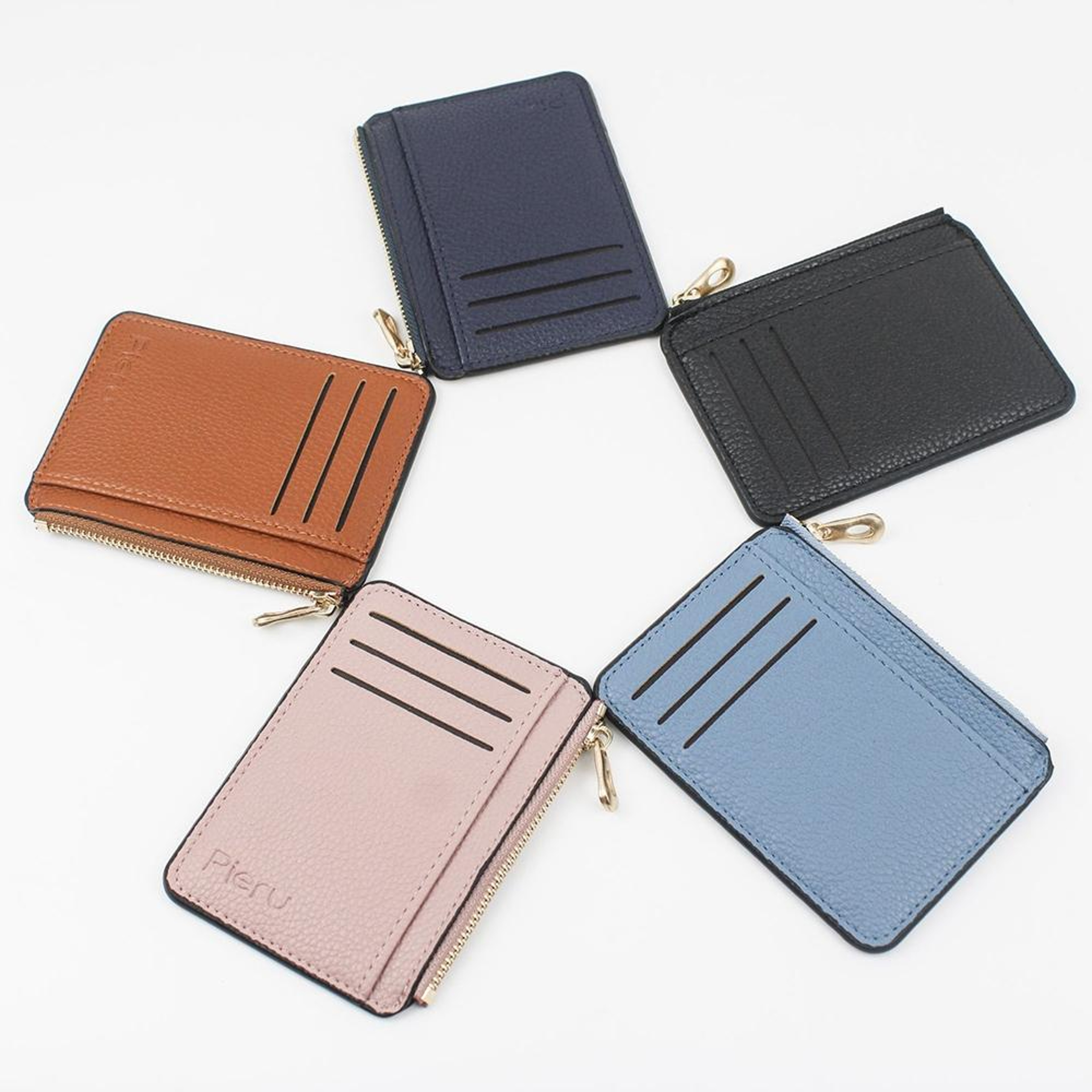 Large Capacity Card Holder Wallet Ultra Thin Zipper Card Holder PU Leather Coin Purse 1