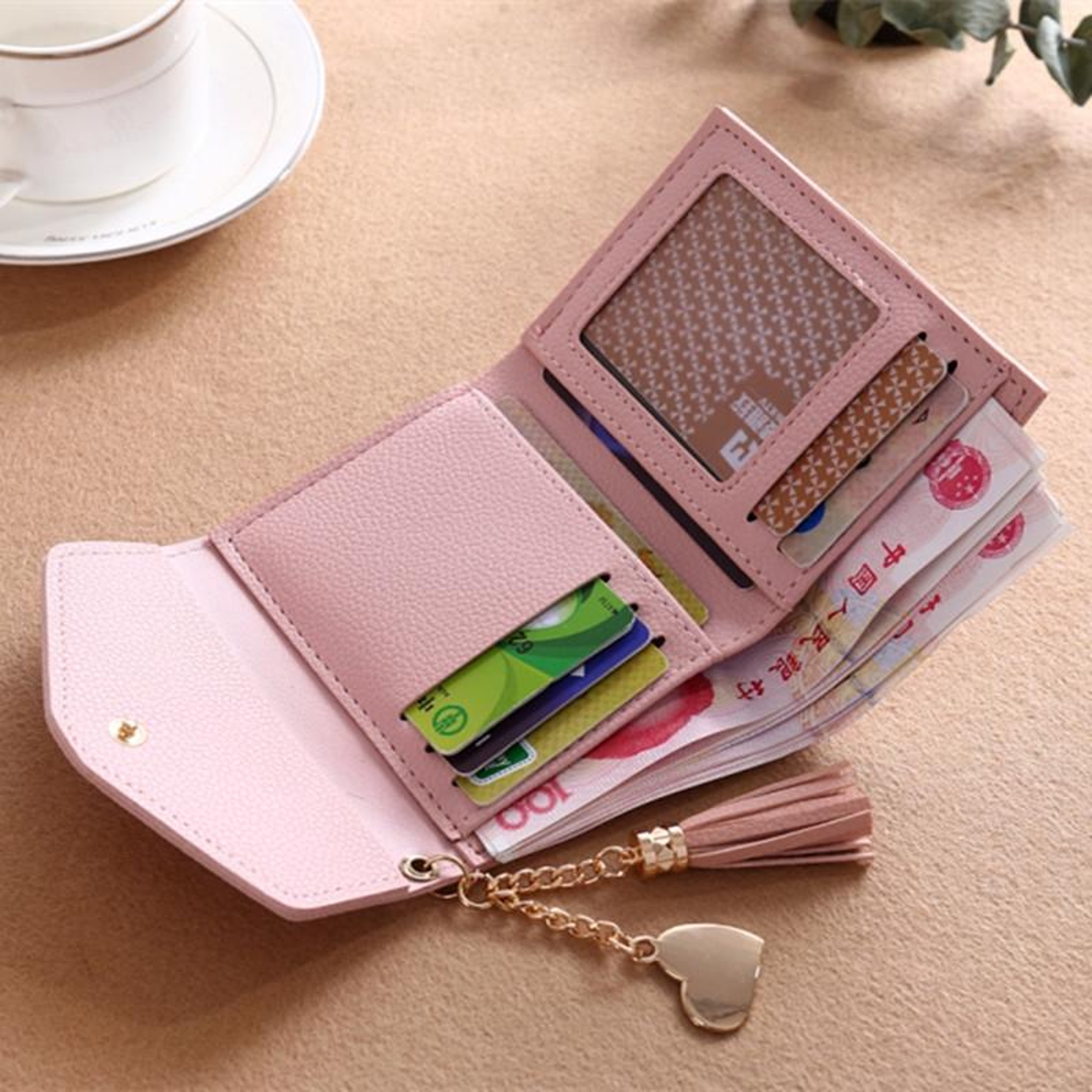 Fashion Women Wallet PU Leather Card Holder Wallet with Coin Purse Tassel Pendant – view 3