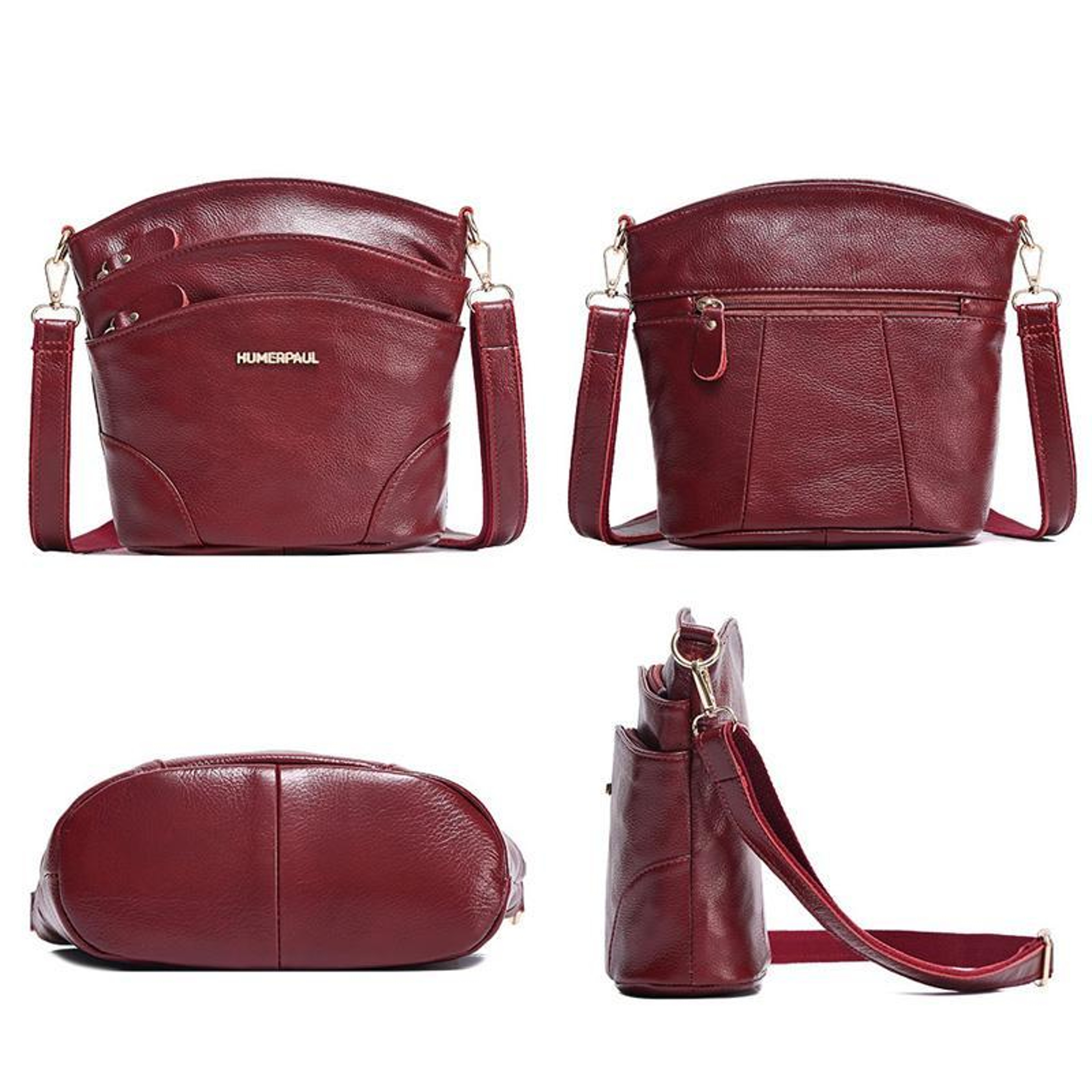 Women's Leather Shoulder Bag Large Capacity Crossbody Purse with Multi Compartment Zipper Design – view 2
