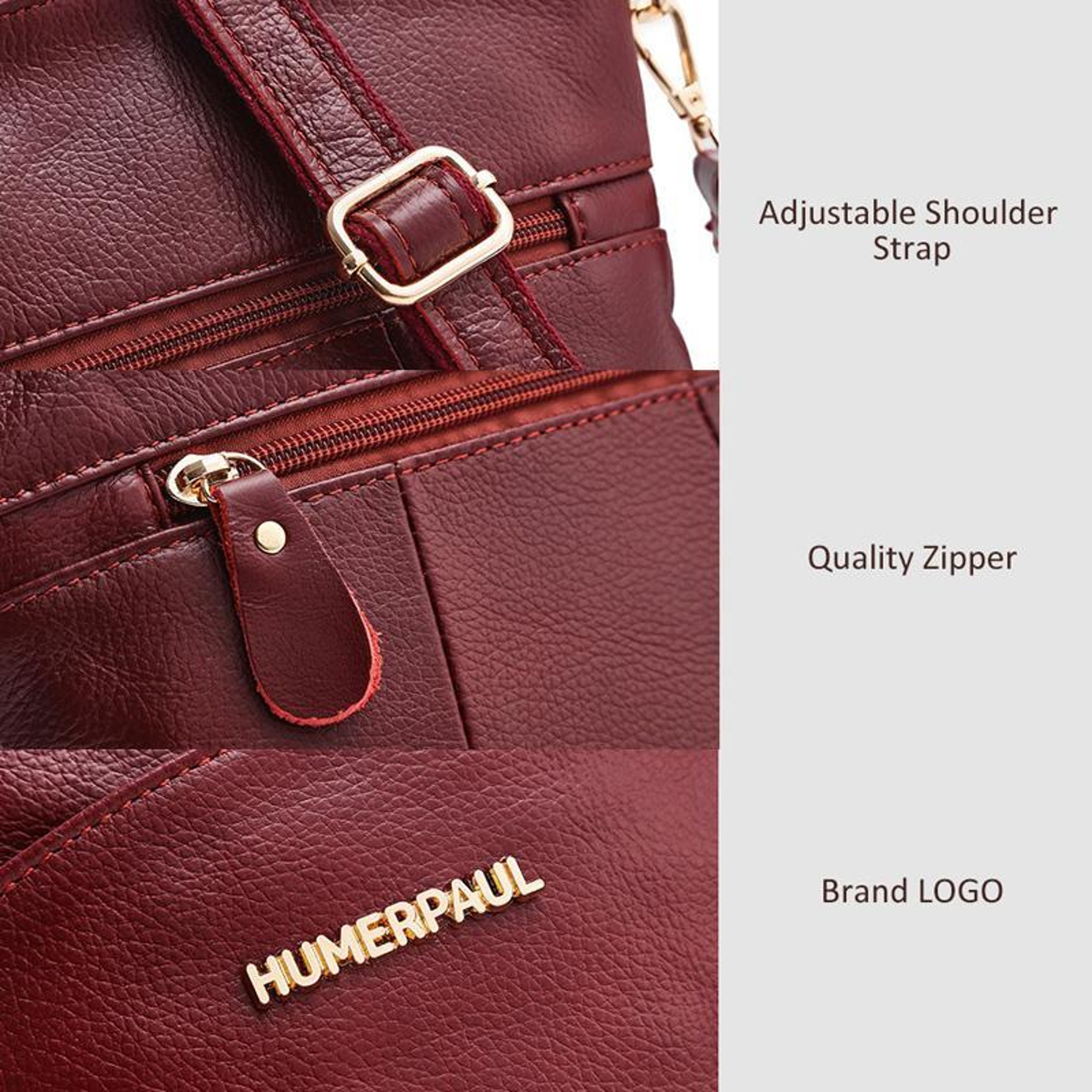 Women's Leather Shoulder Bag Large Capacity Crossbody Purse with Multi Compartment Zipper Design – view 5