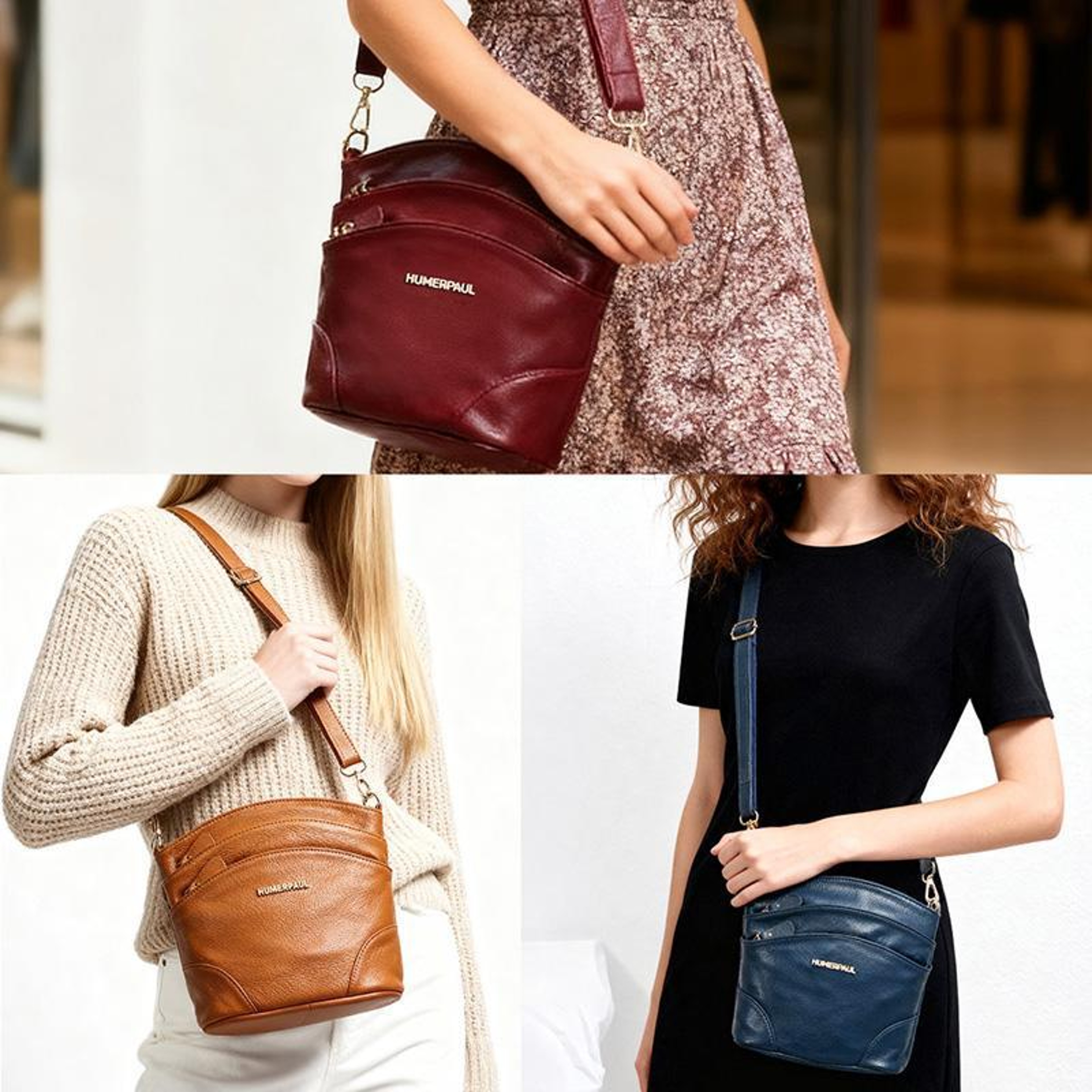 Women's Leather Shoulder Bag Large Capacity Crossbody Purse with Multi Compartment Zipper Design – view 6