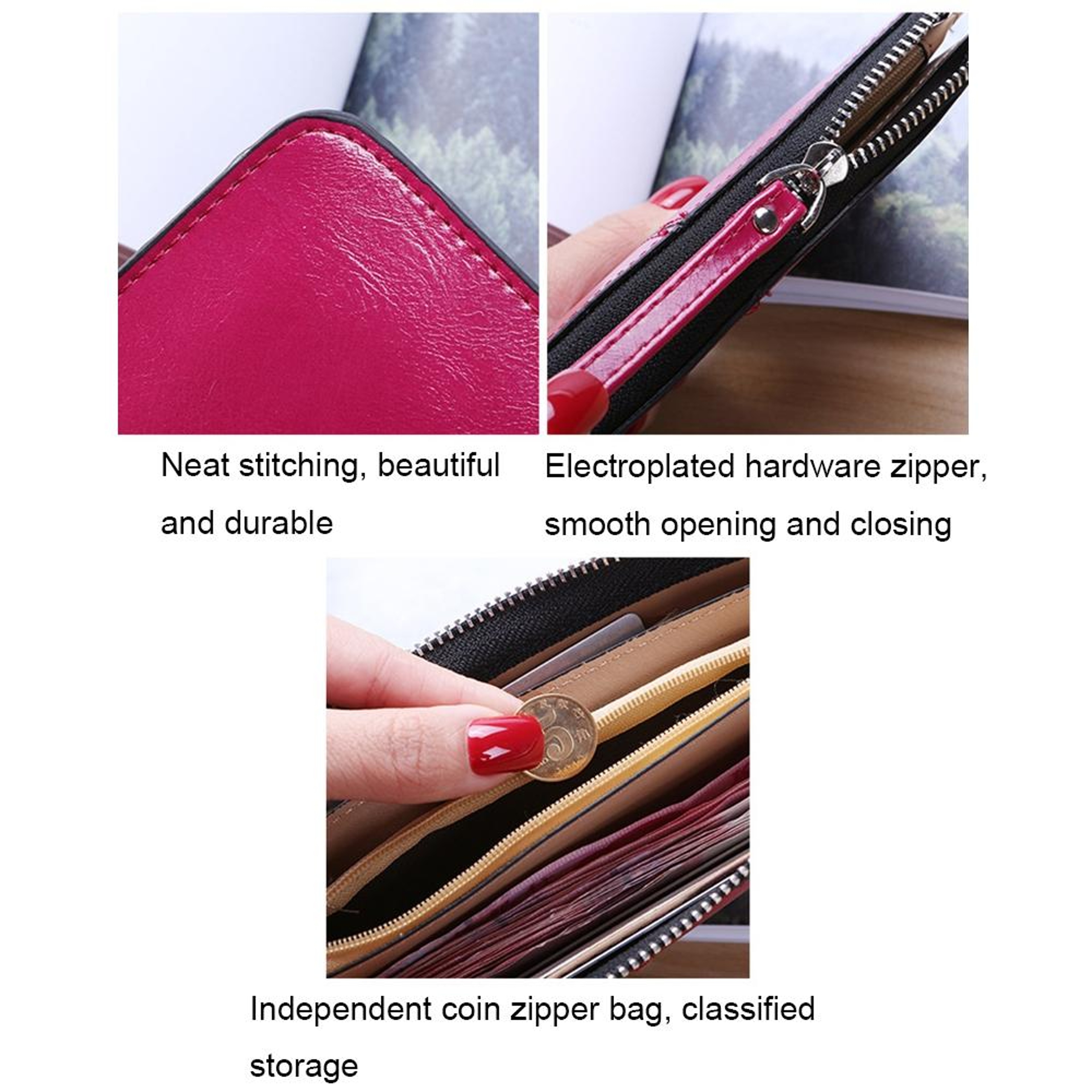 Elegant Womens Wristlet Wallet Large Capacity Long Zipper Wallet With Multi Card Slots 1