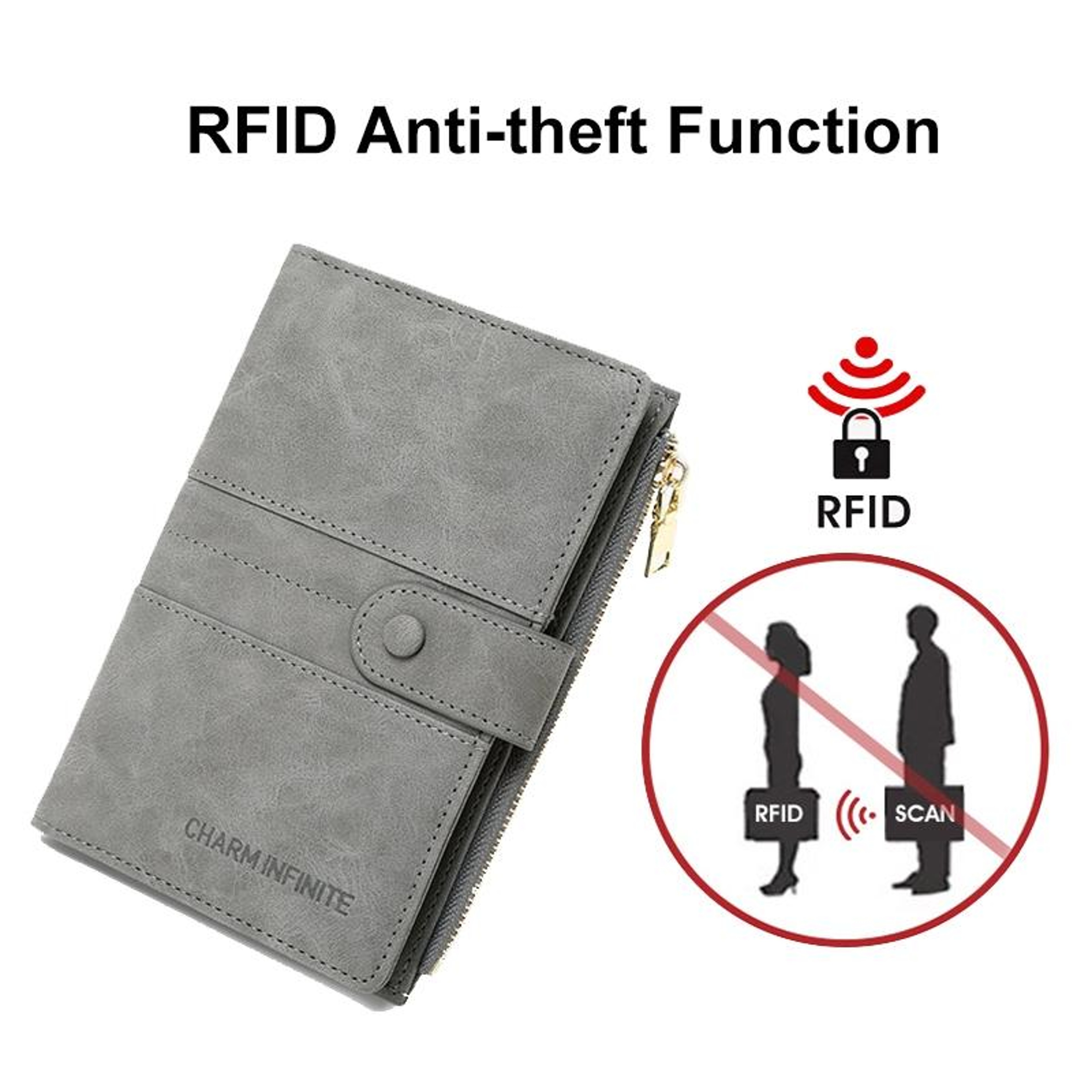 RFID Blocking Travel Passport Wallet Multi Card Document Organizer With Zipper 5