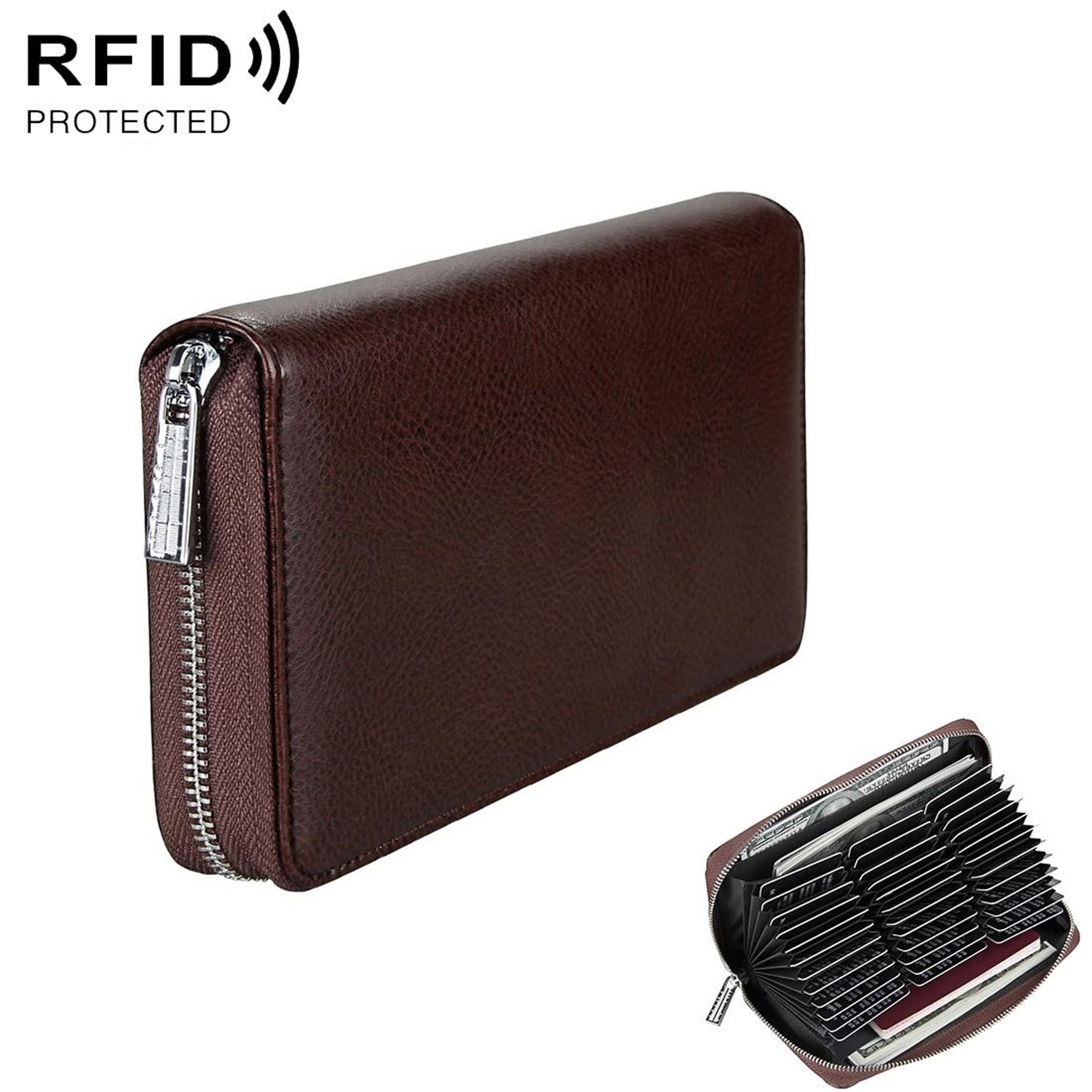 RFID Passport Wallet Genuine Leather Travel Document Organizer Long Wallet With Card Slots 8