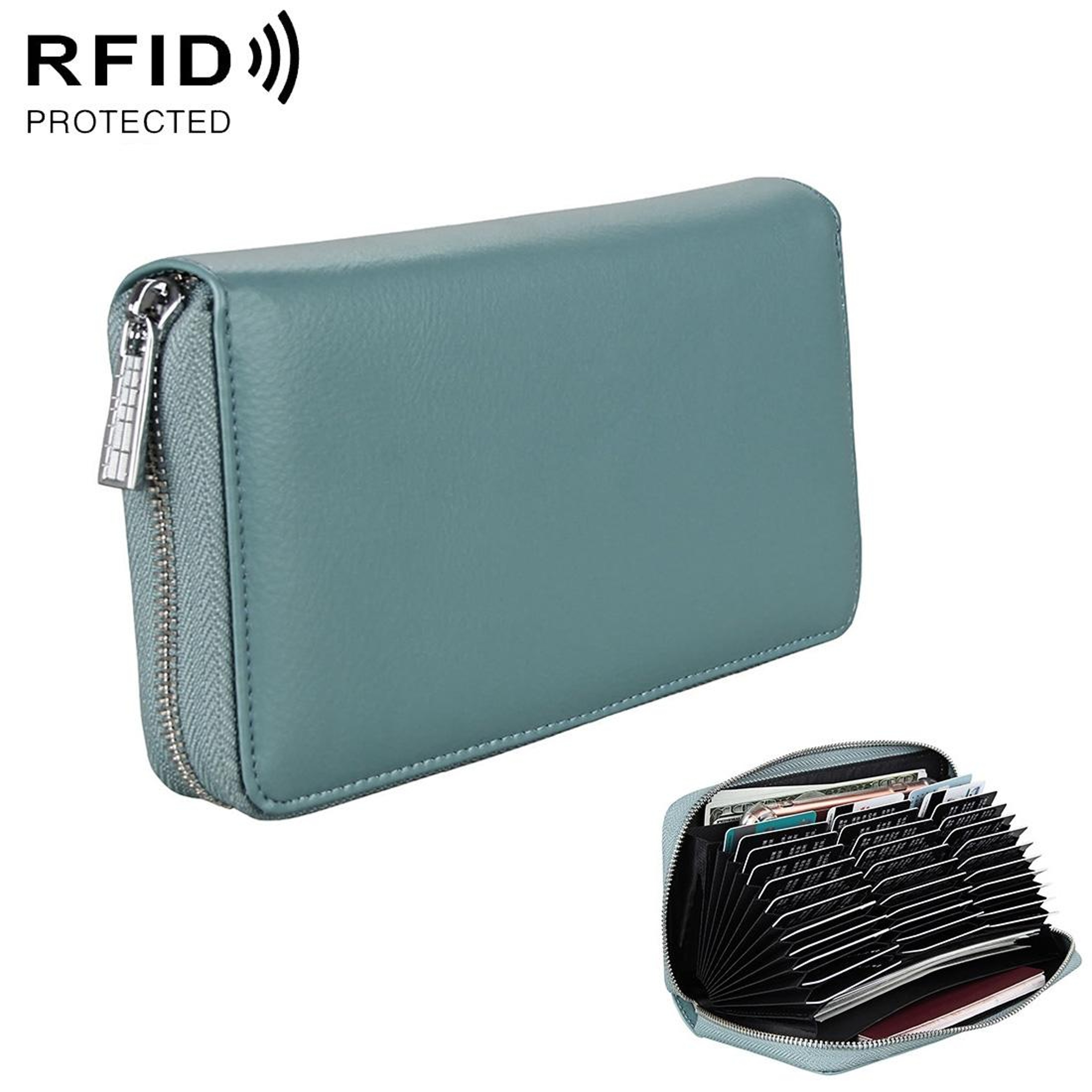 RFID Passport Wallet Genuine Leather Travel Document Organizer Long Wallet With Card Slots 10