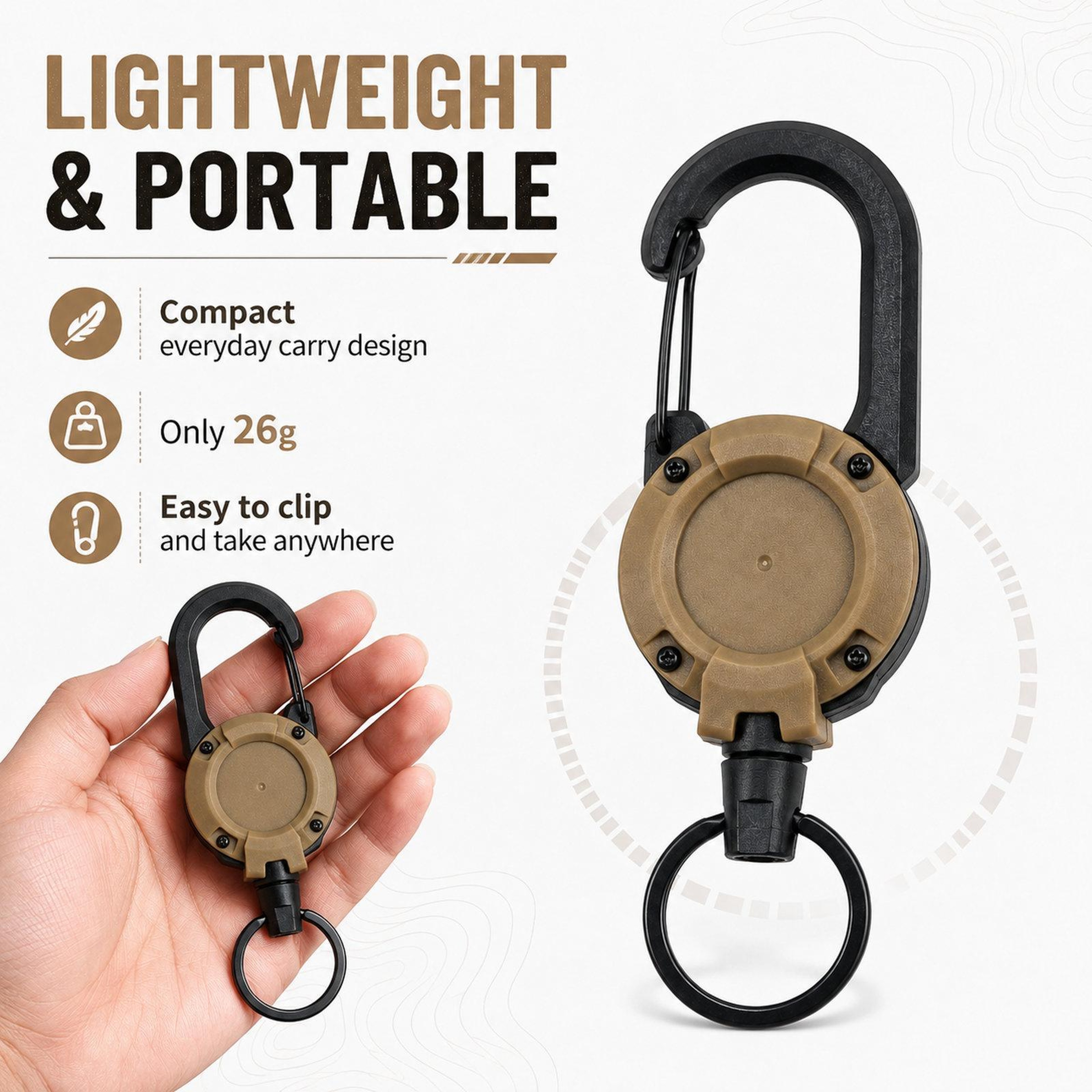 Heavy Duty Retractable Keychain with Steel Cord Anti Lost Badge Holder Carabiner – view 3
