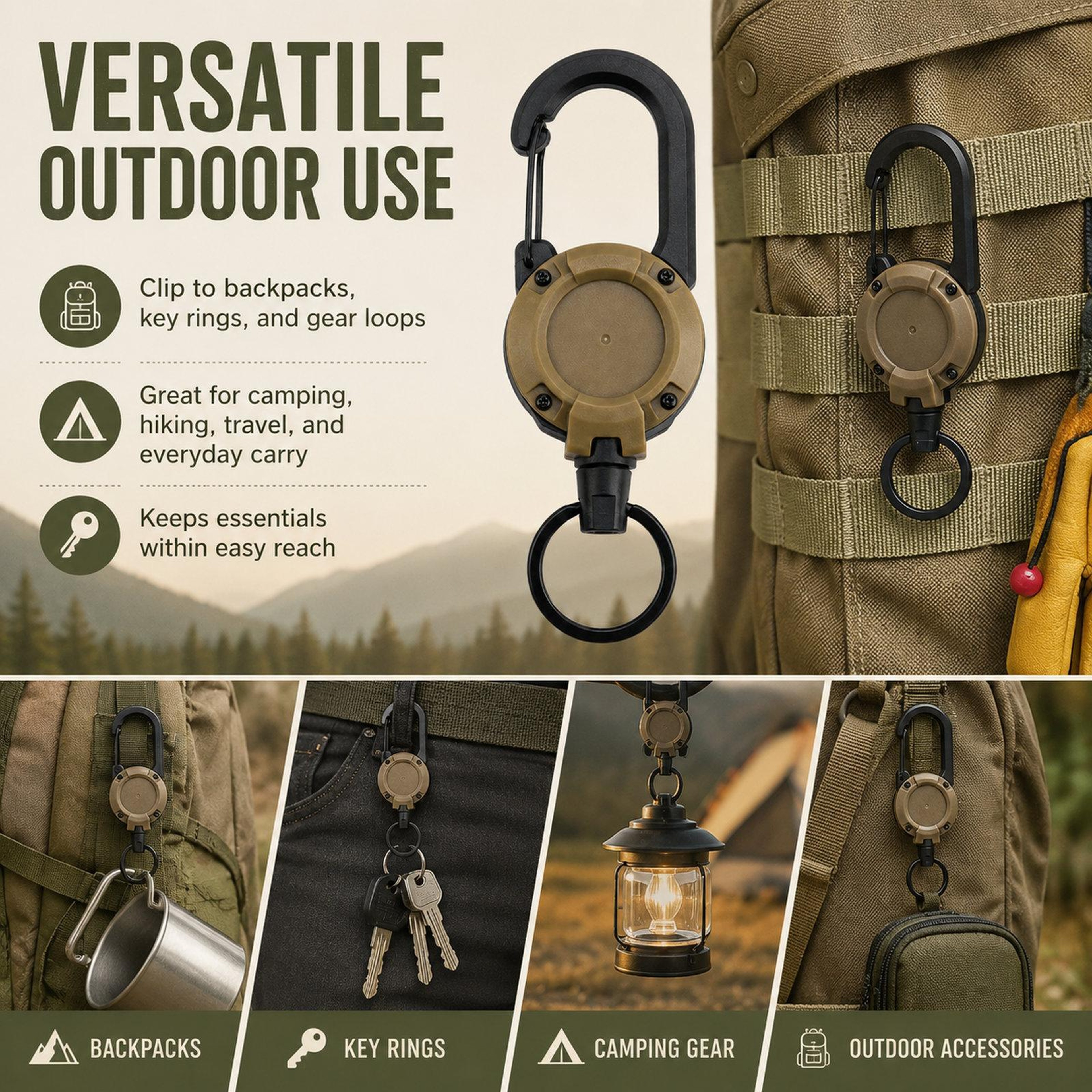 Heavy Duty Retractable Keychain with Steel Cord Anti Lost Badge Holder Carabiner – view 5