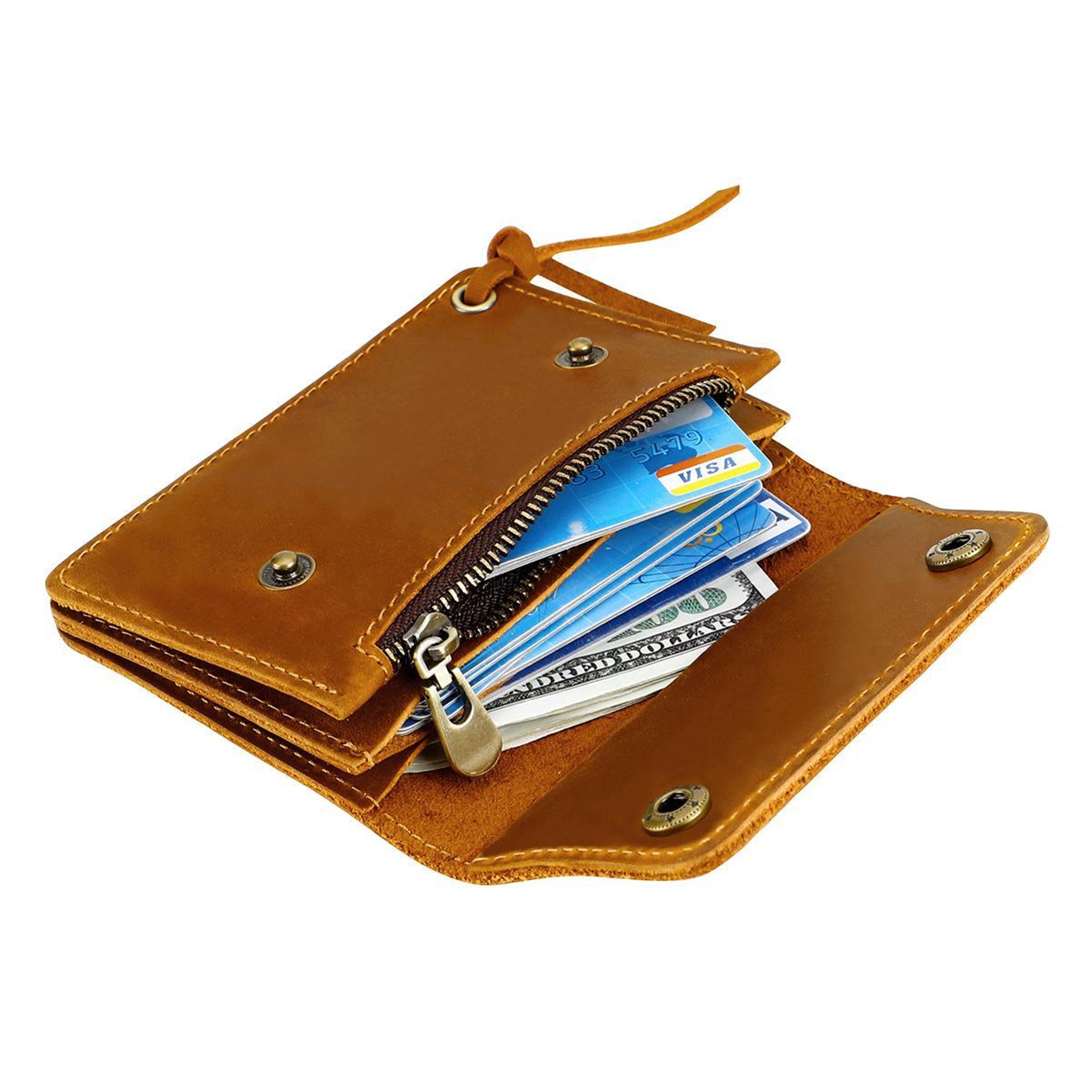 Vintage Crazy Horse Genuine Leather Wallet RFID Style Small Zipper Coin Purse 2