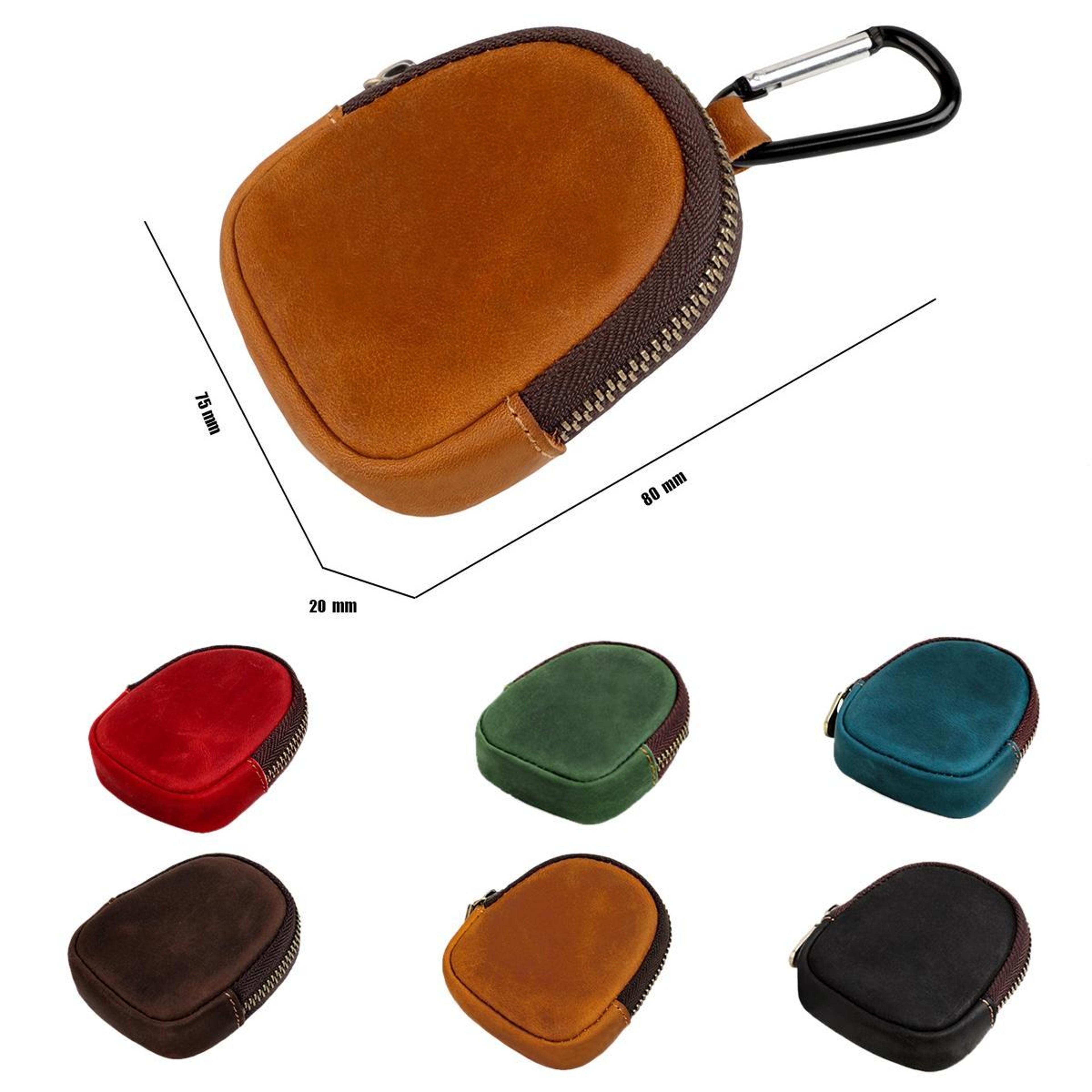 Genuine Leather Mini Coin Purse Shell Earbuds Key Holder Pouch 8