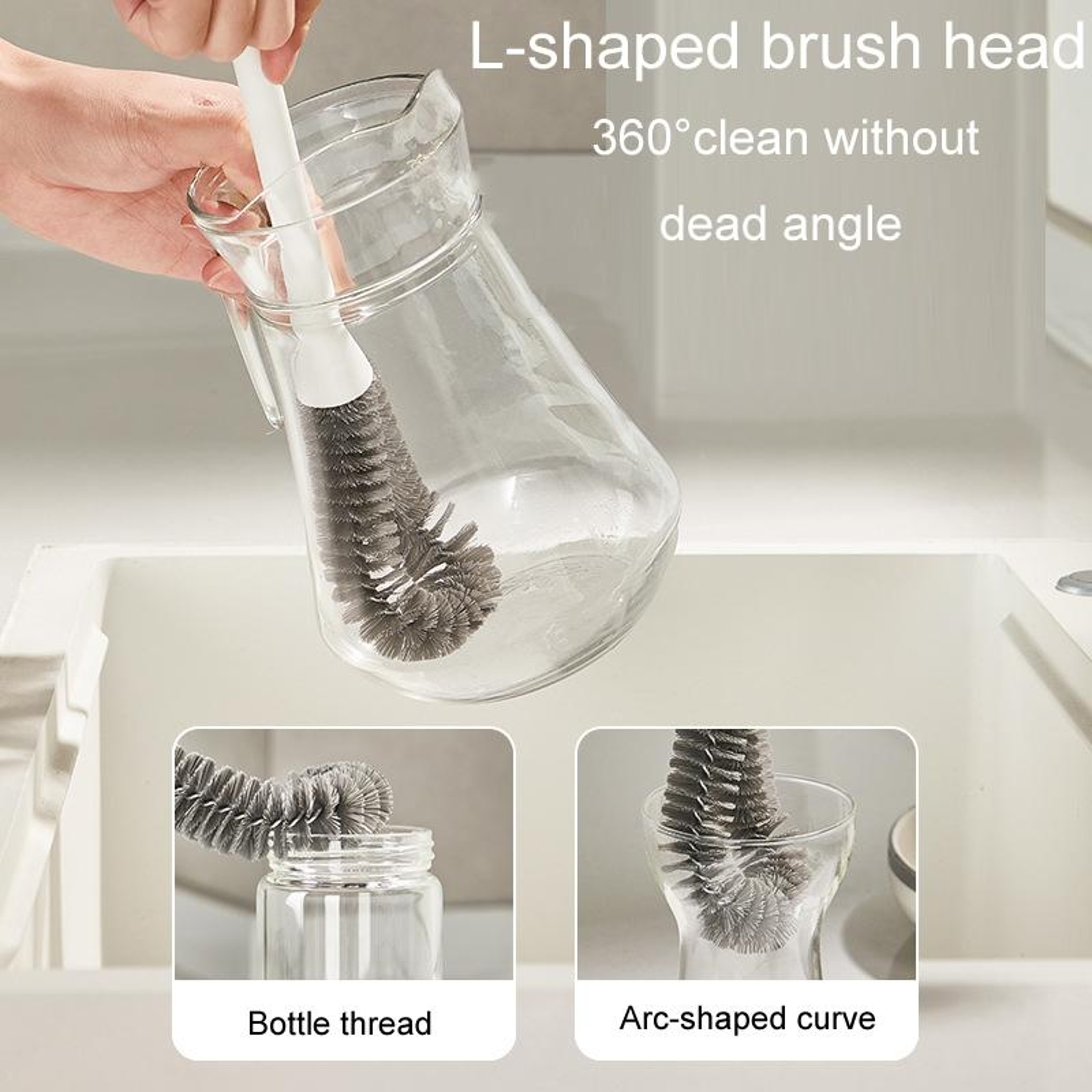 Long Handle Bottle Cleaning Brush For Cups Water Bottles And Milk Bottles With 360 Degree Bristles 4