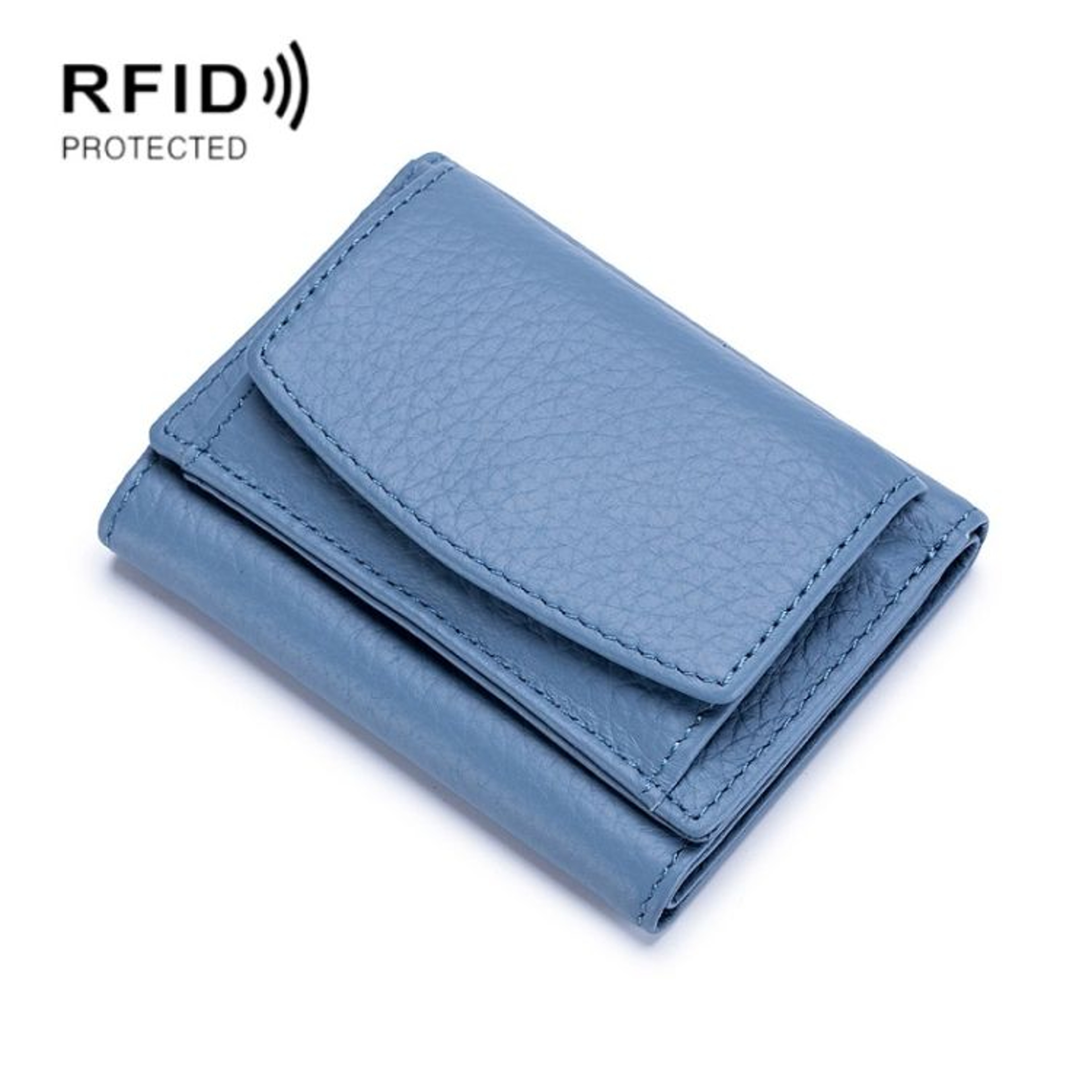 Premium RFID Blocking Wallet Genuine Leather Short Bifold Coin Purse 6