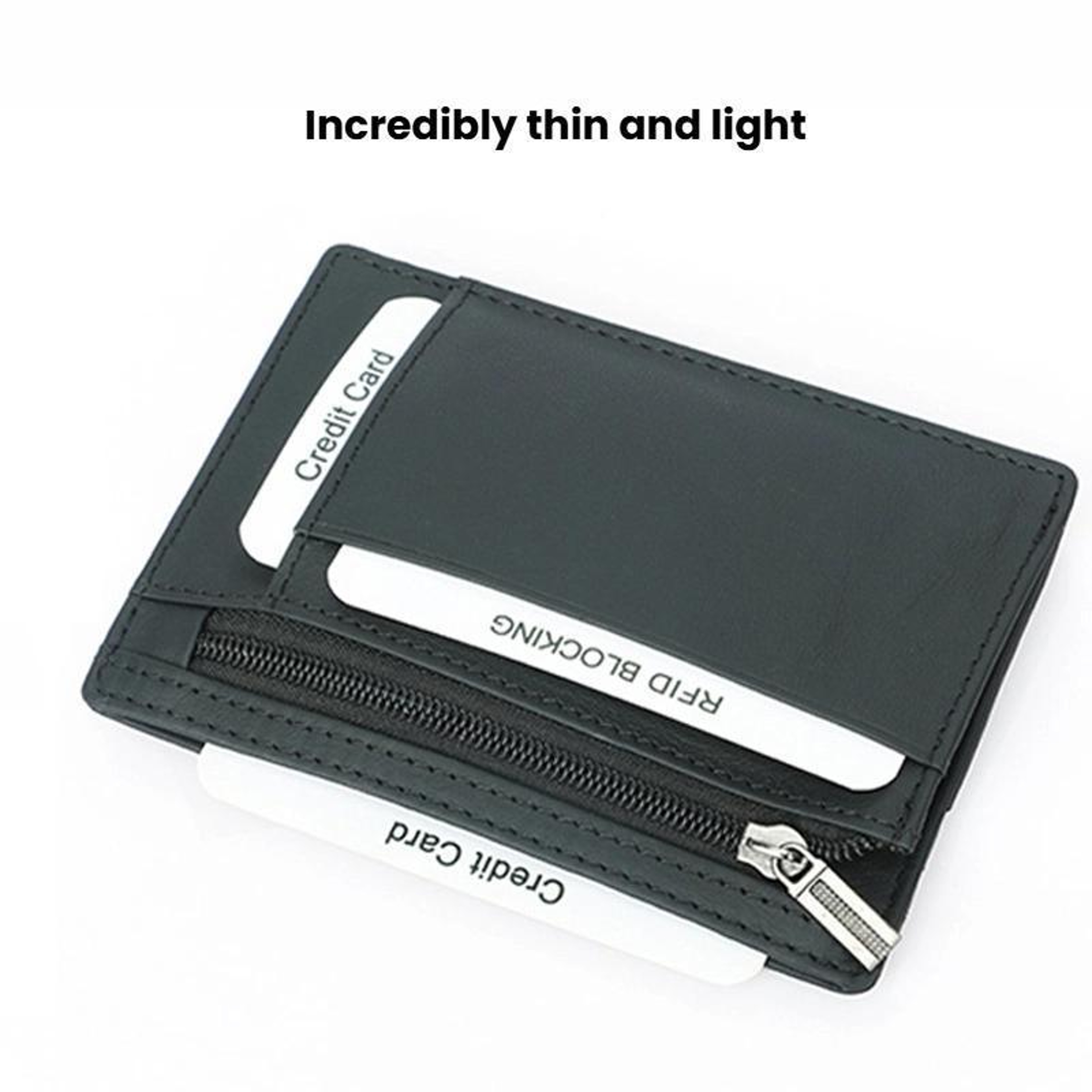 RFID Blocking Card Holder Wallet With Zipper Coin Purse Compact Multi Card Organizer 3