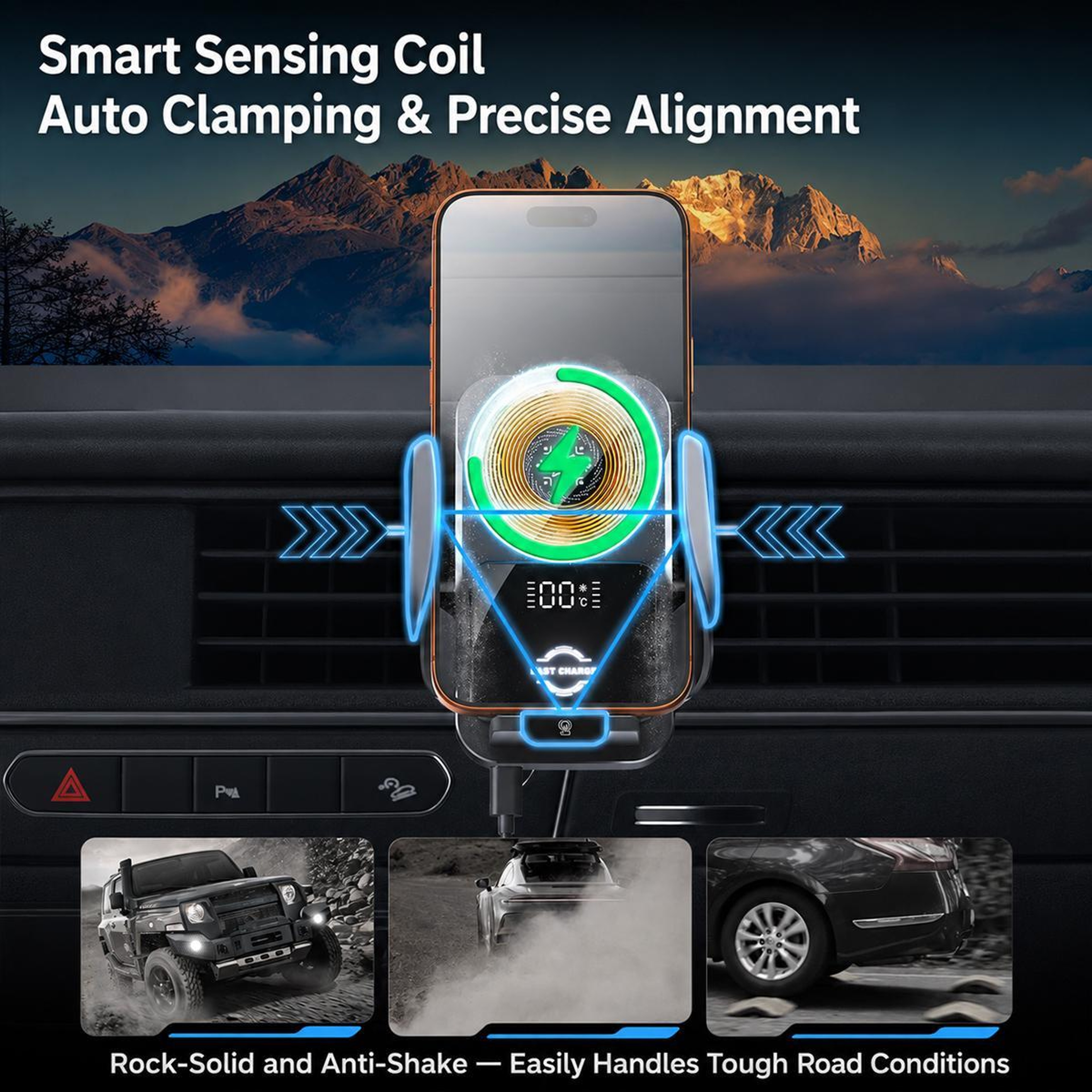 Magnetic Cooling 15W Wireless Car Charger Air Vent Phone Holder 8