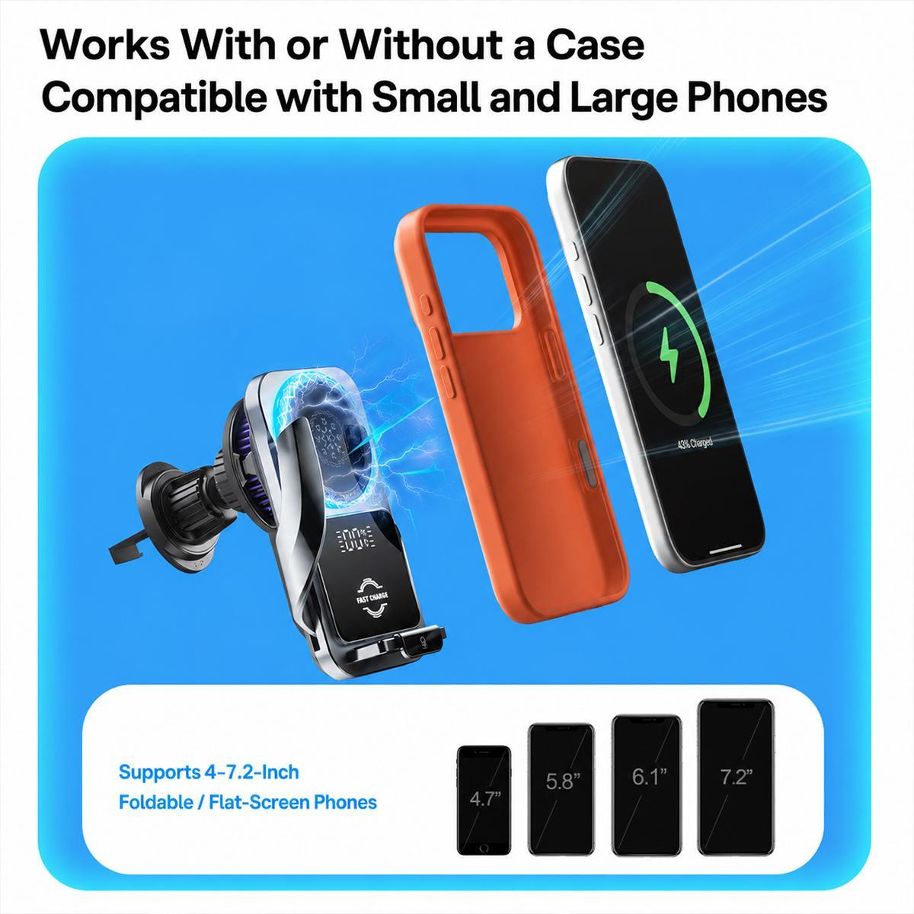 Magnetic Cooling 15W Wireless Car Charger Air Vent Phone Holder 2