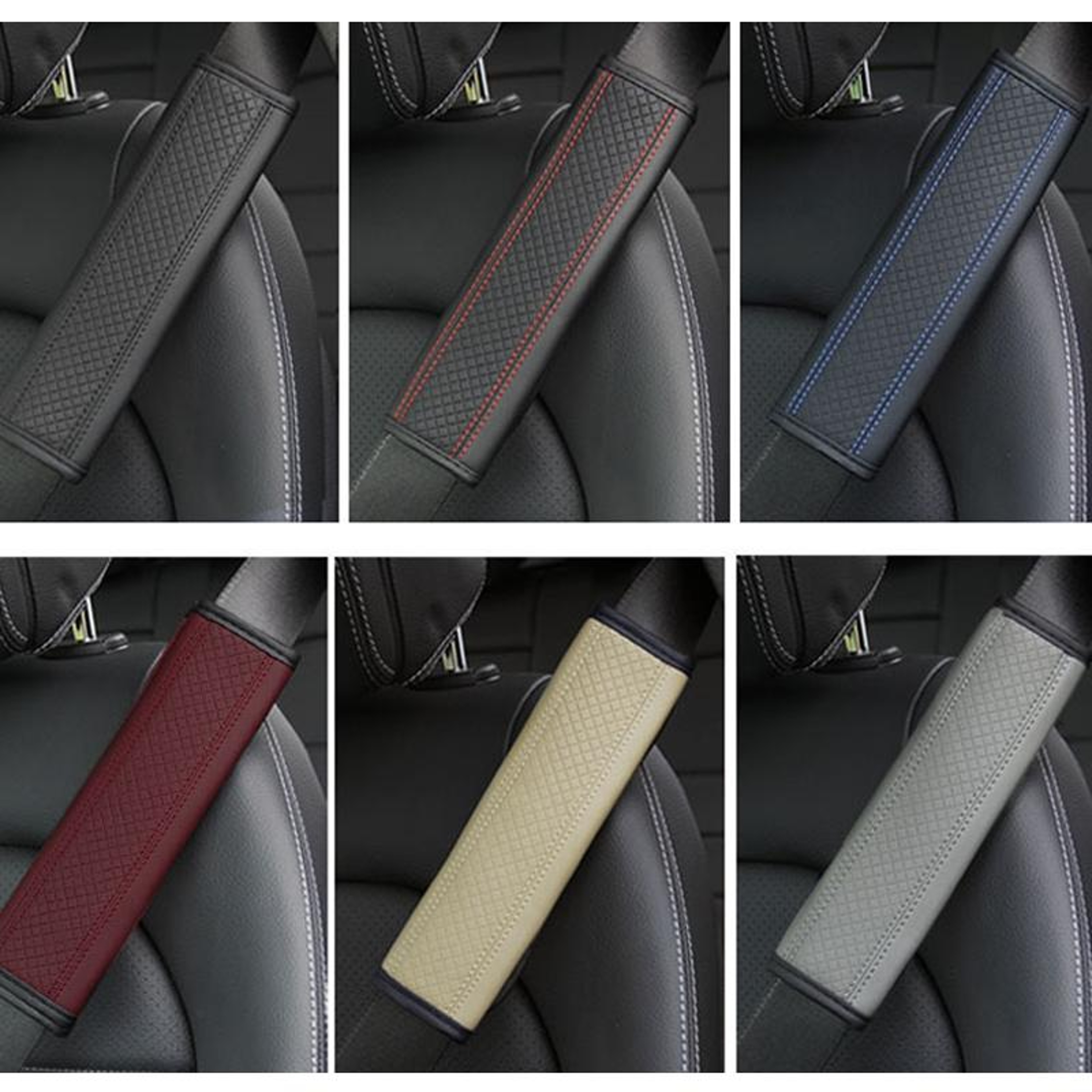 Premium Car Seat Belt Shoulder Pad PU Leather Comfort Protector For Cars SUVs  Trucks 5