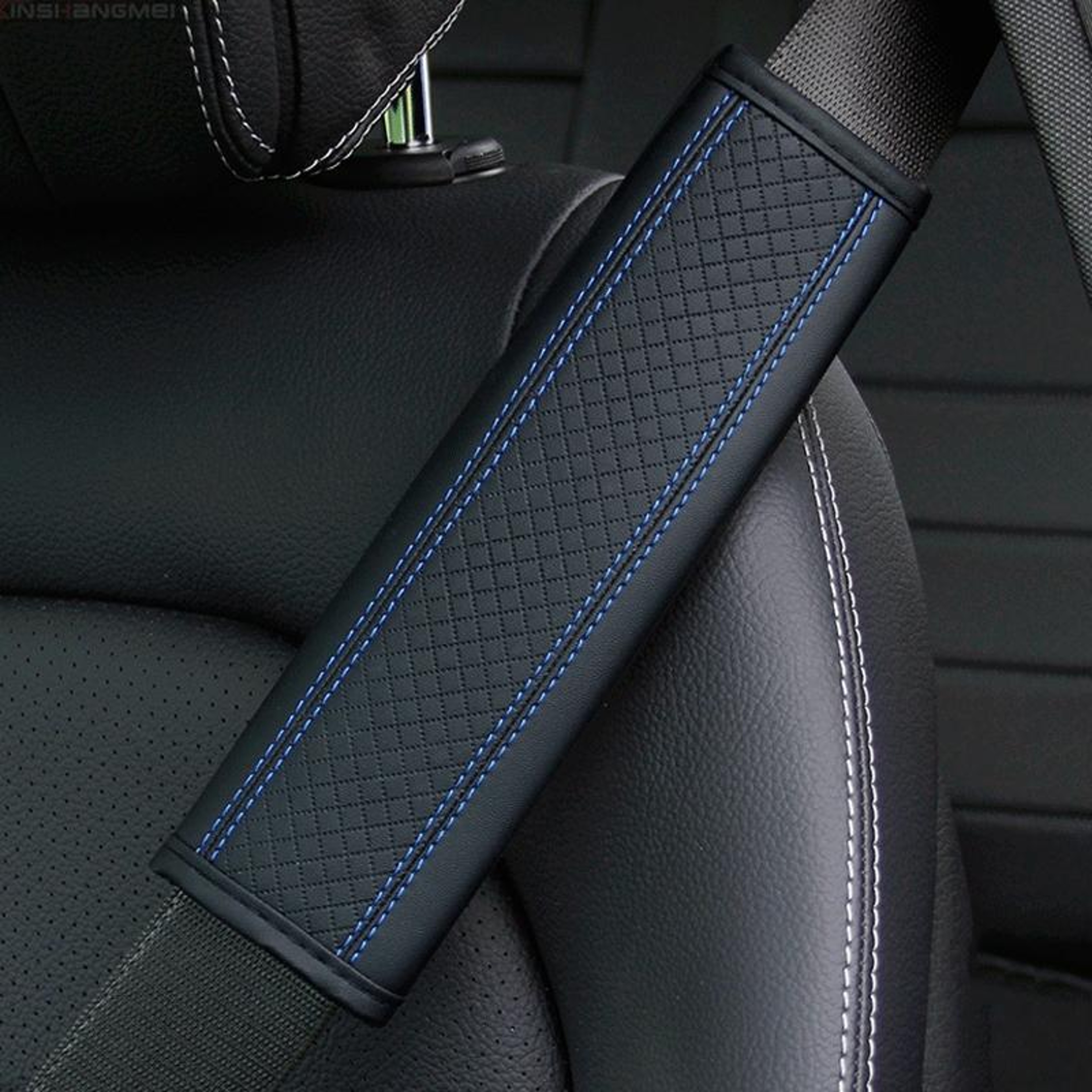 Premium Car Seat Belt Shoulder Pad PU Leather Comfort Protector For Cars SUVs  Trucks 8