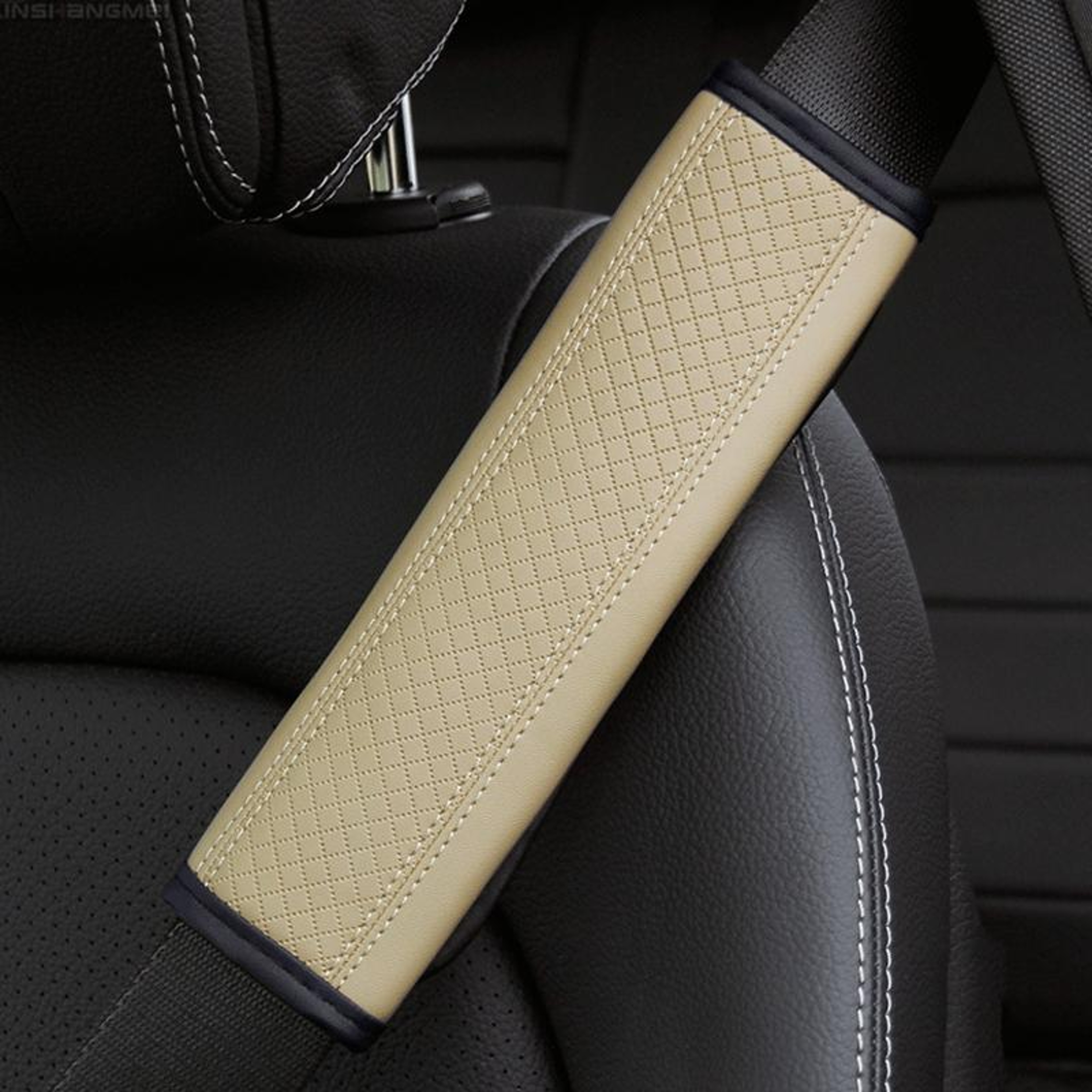Premium Car Seat Belt Shoulder Pad PU Leather Comfort Protector For Cars SUVs  Trucks 9