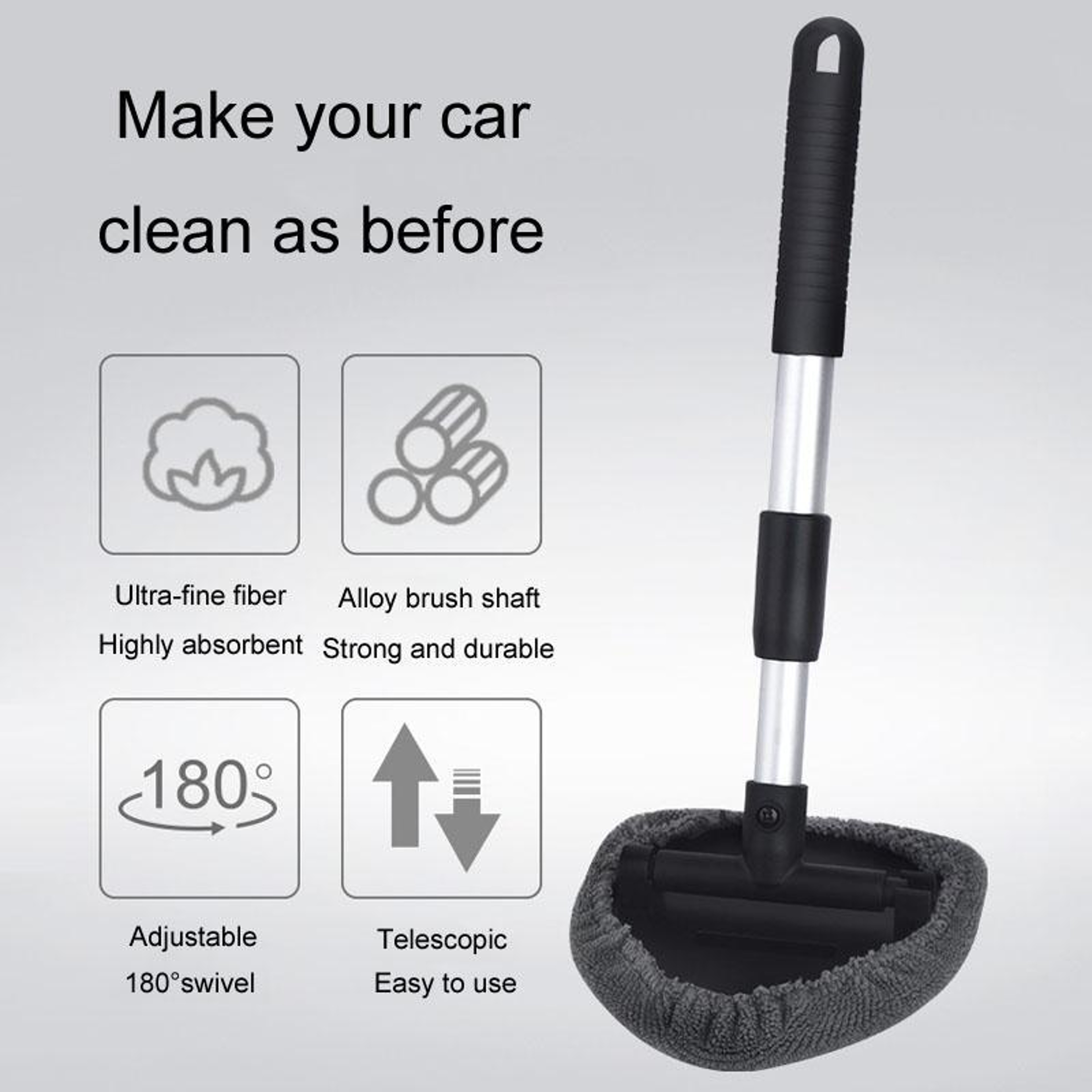 Retractable Car Windshield Cleaner With Microfiber Pad  Extendable Window Cleaning Brush 2