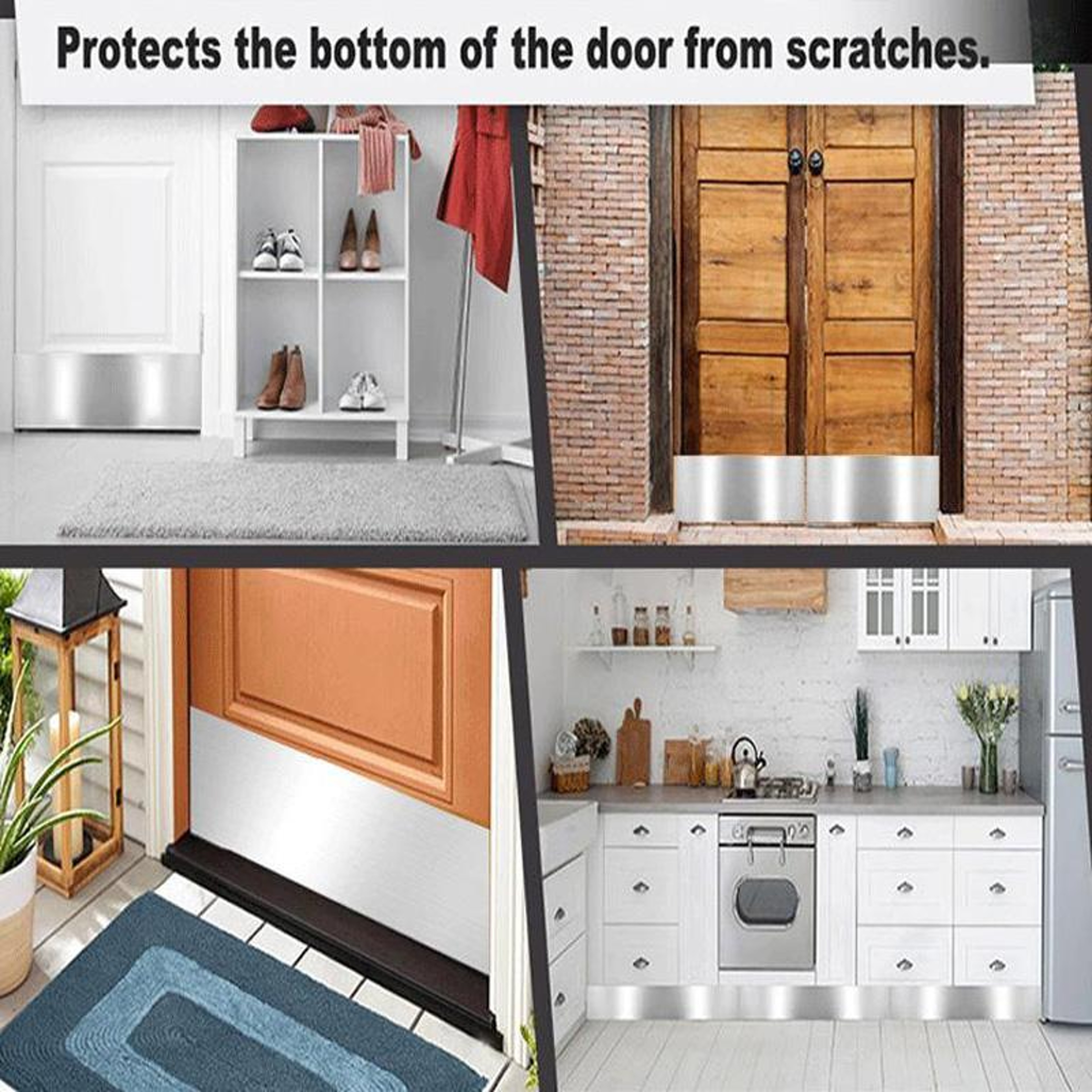 2PCS Stainless Steel Door Kick Plates, Indoor Outdoor Door Panel Protectors for Scratch & Dent Protection – view 4