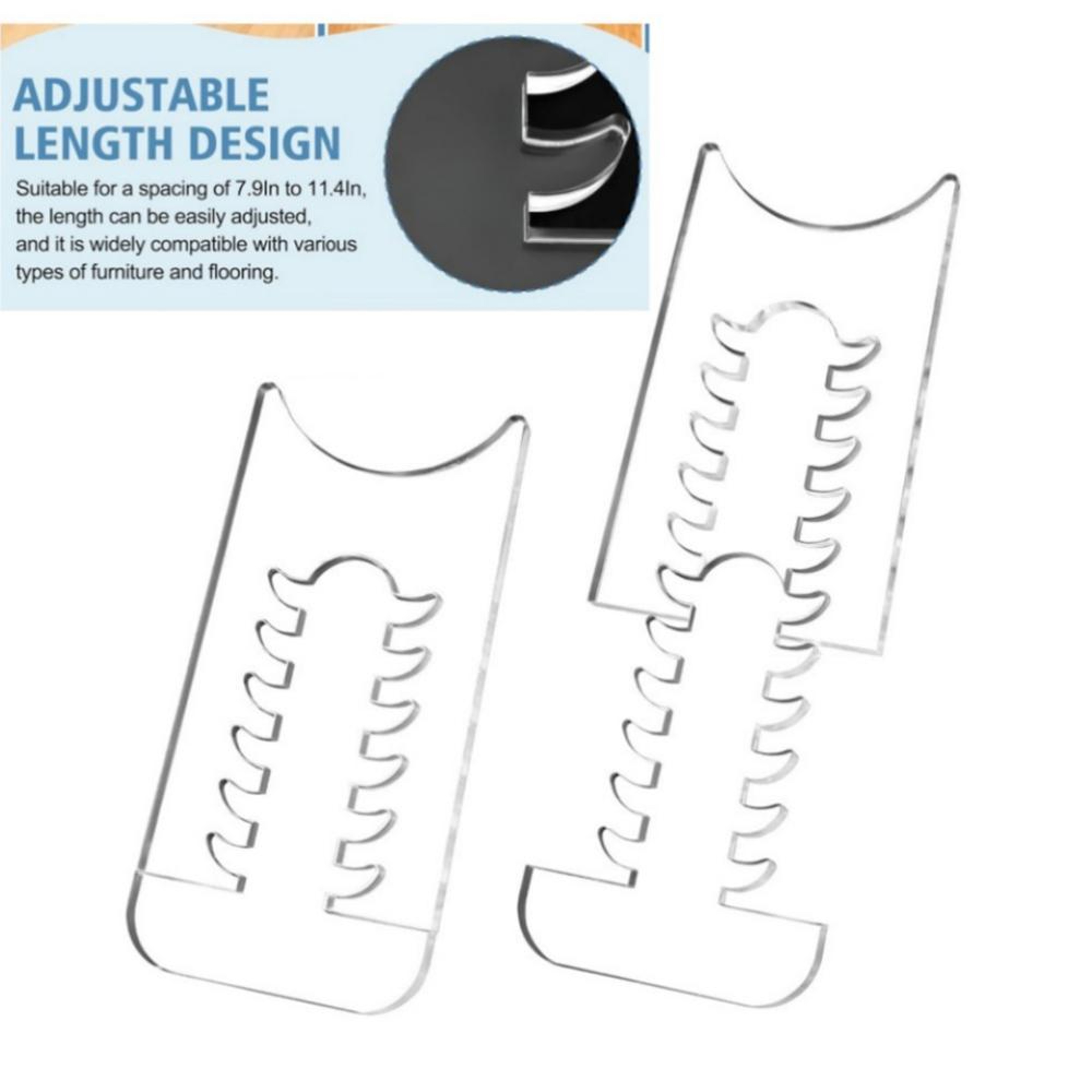 Adjustable Clear Acrylic Furniture Wall Spacer And Couch Stopper For Sofas And Beds 2