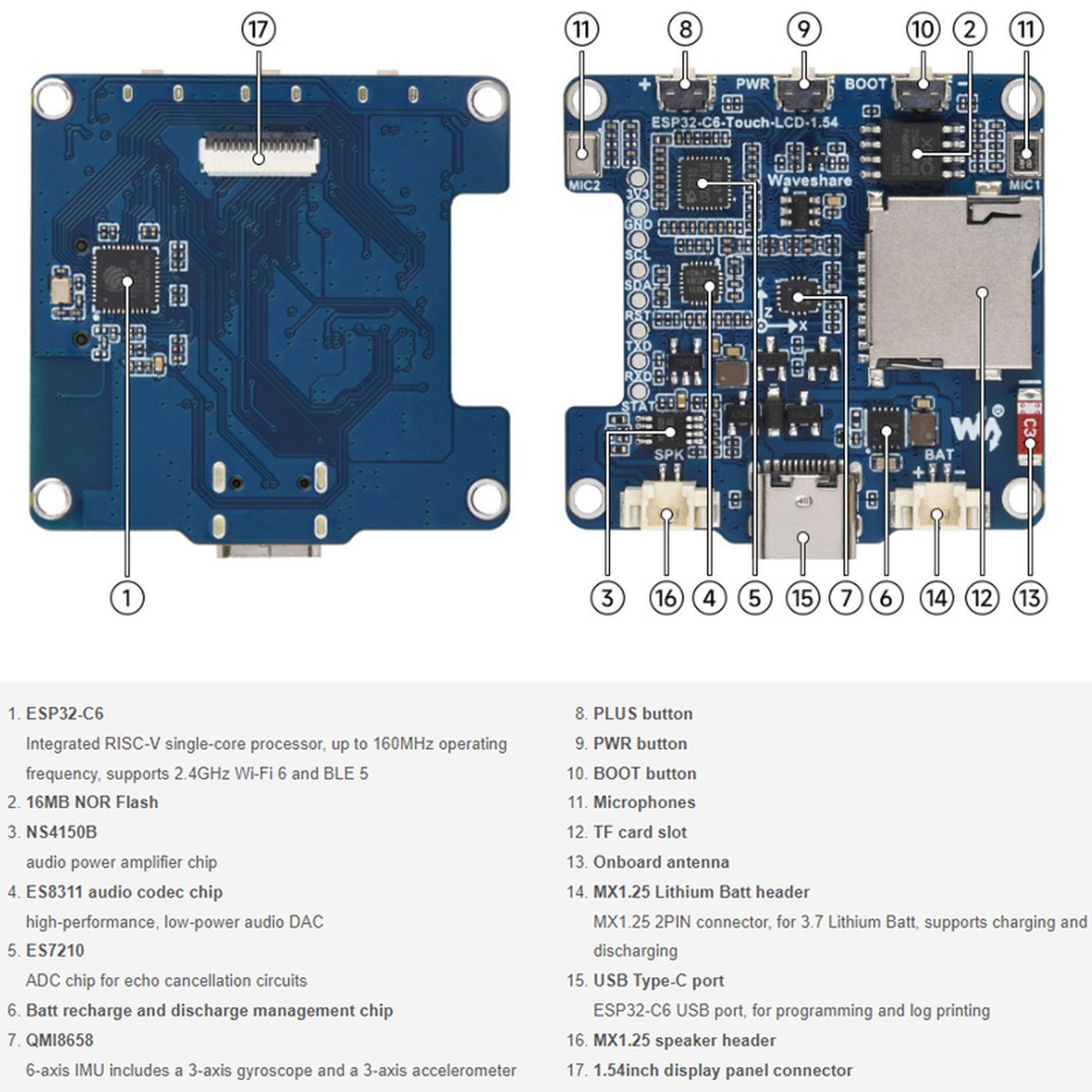 ESP32-C6 LCD Development Board with 1.54-Inch Display, WiFi 6 and Dual Microphones – view 6